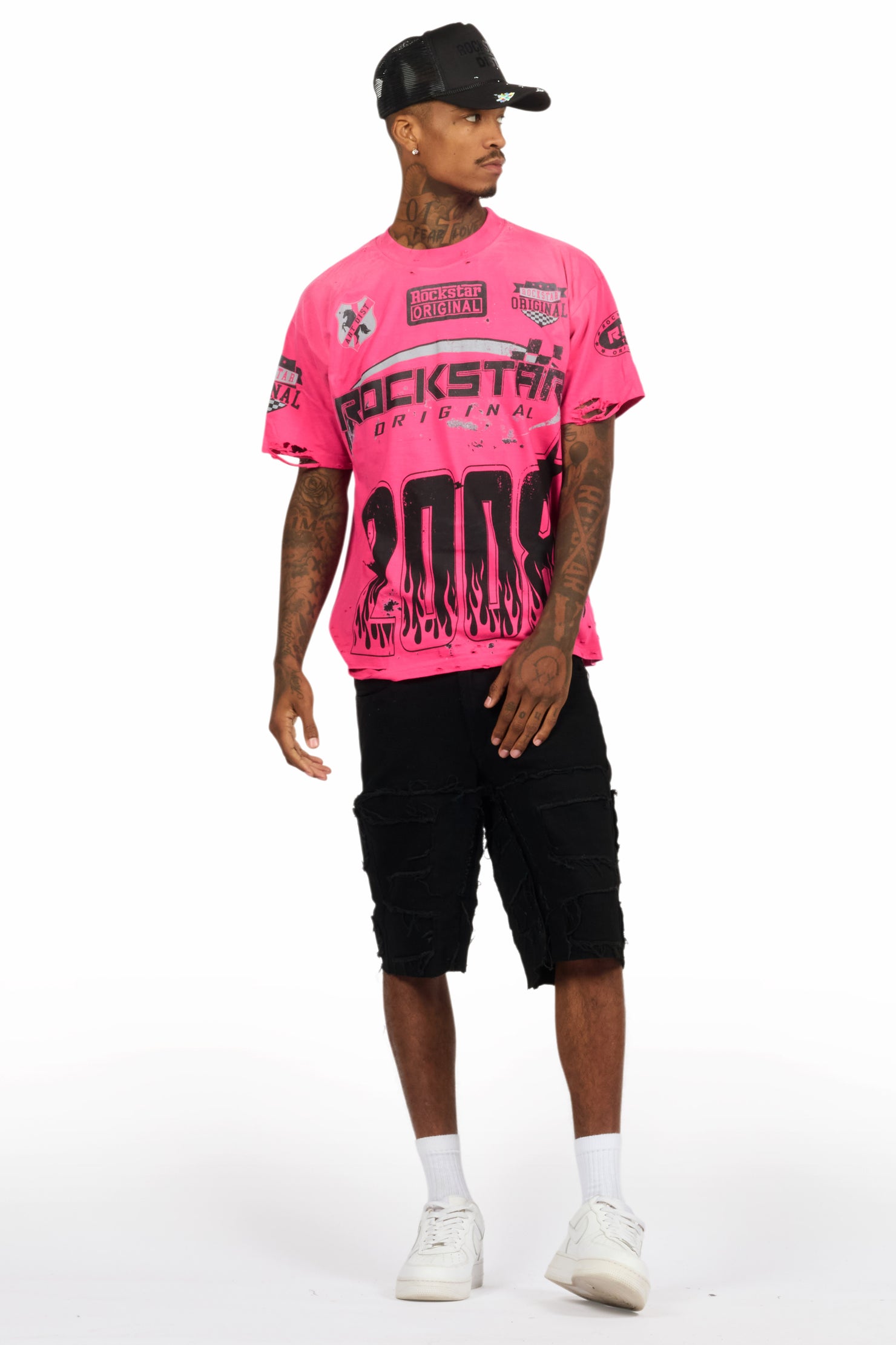 Amos Fuchsia/Black Graphic T-Shirt