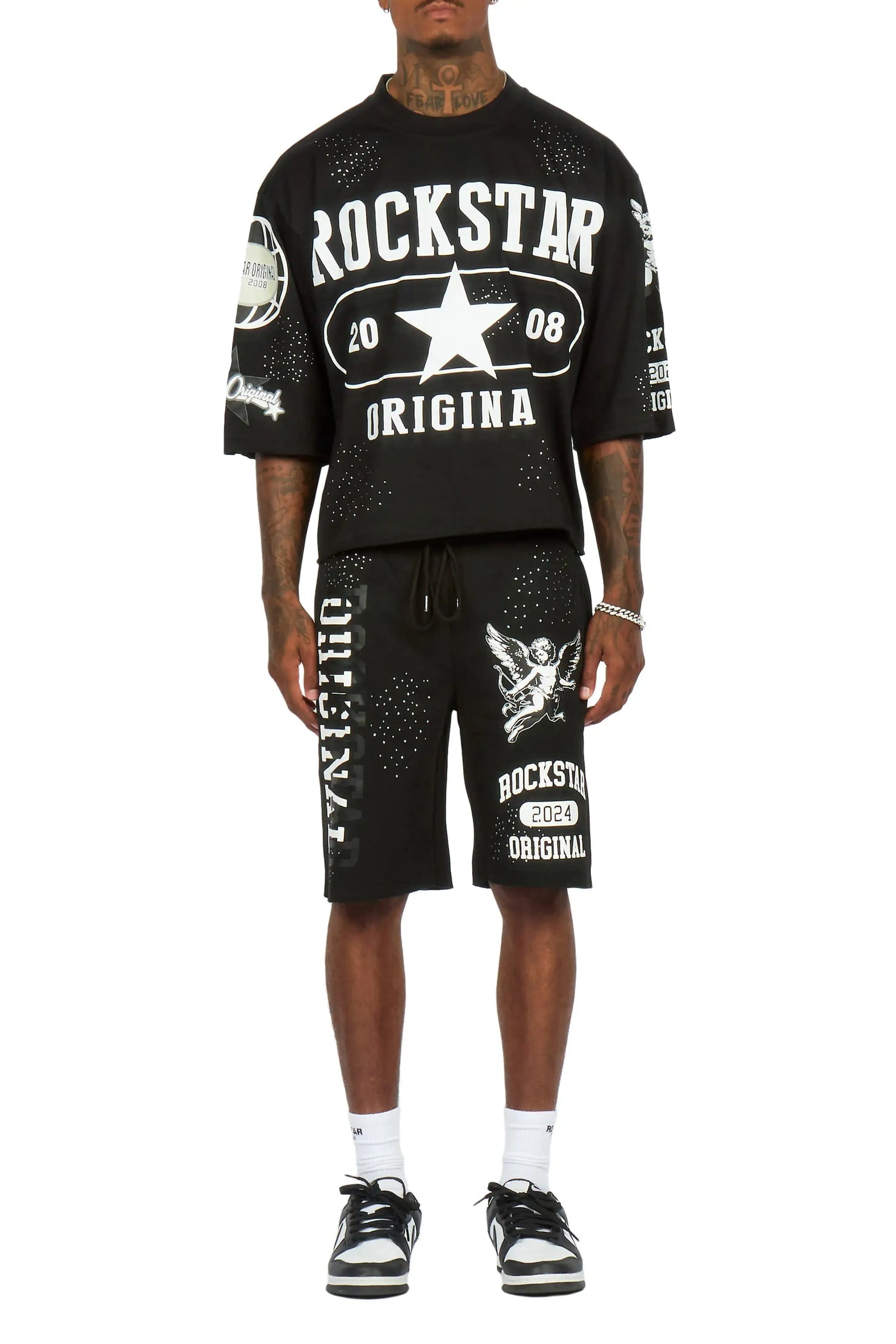 Gutta Black Rhinestone T-Shirt/Short Set