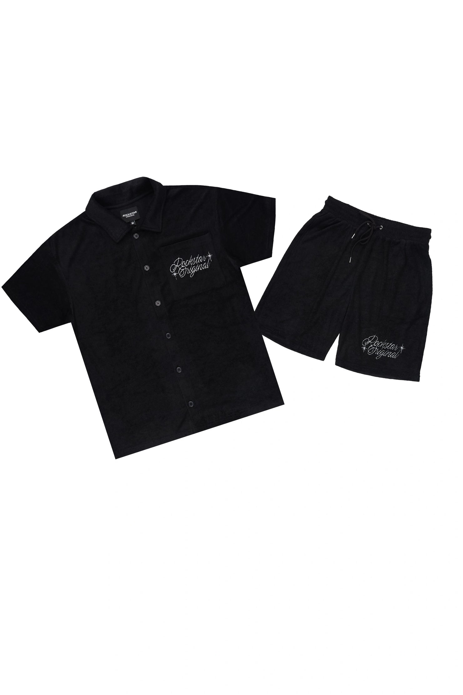 Hirsh Black Button Down Shirt/Short Set