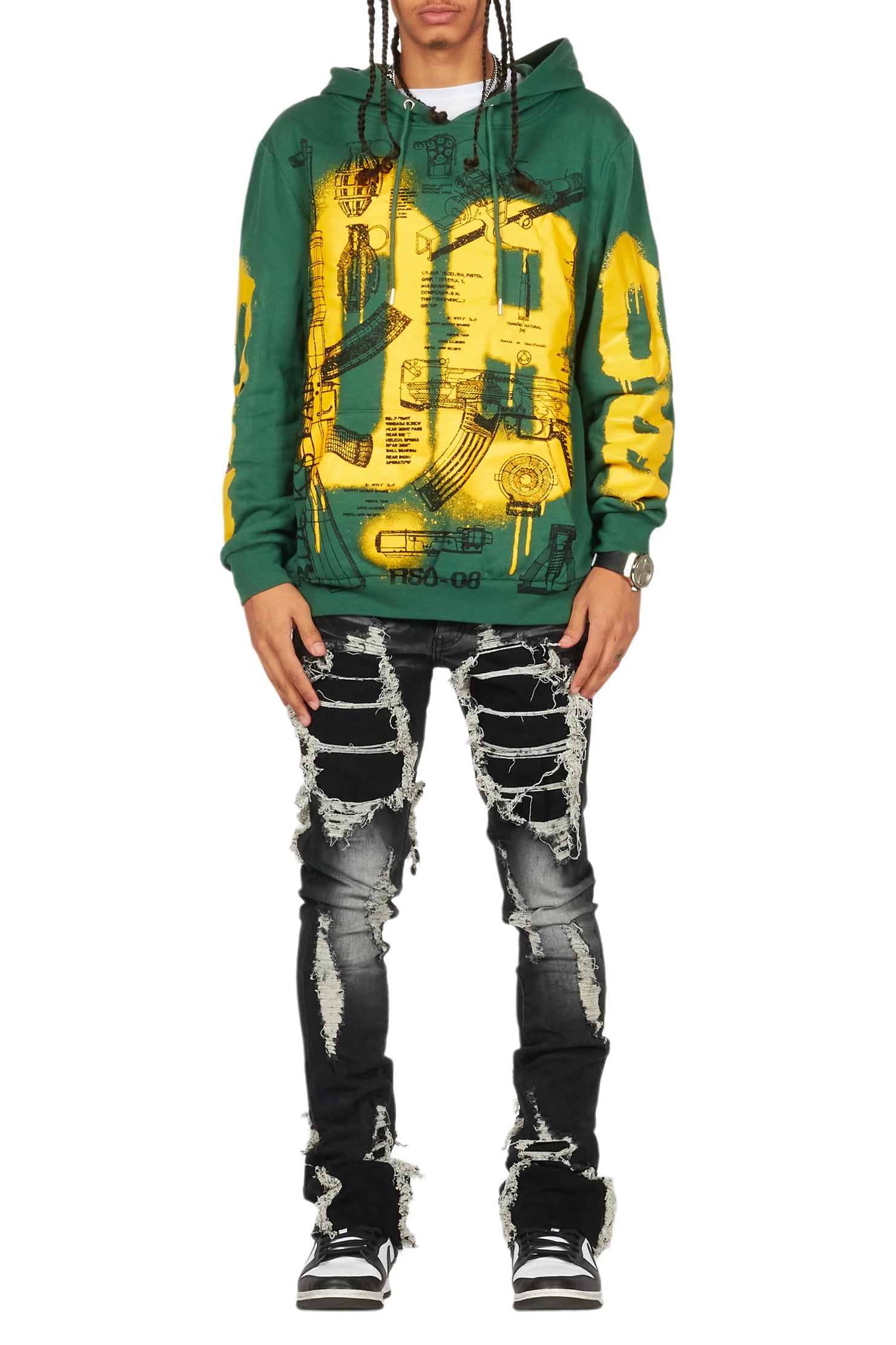 Fateh Dark Grey  Stacked Flare Jean