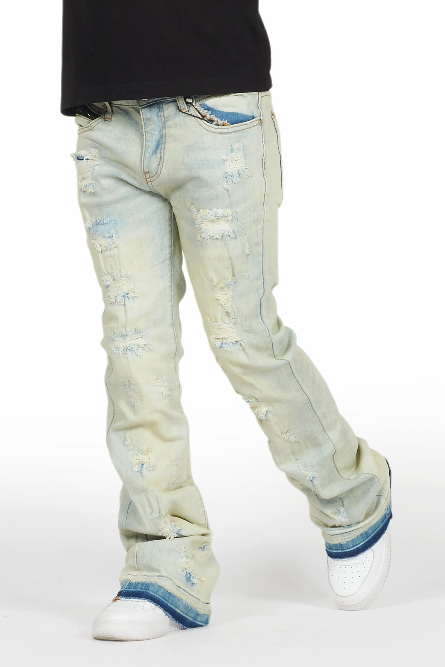 Boys Holibert Light Blue Stacked Flare Jean
