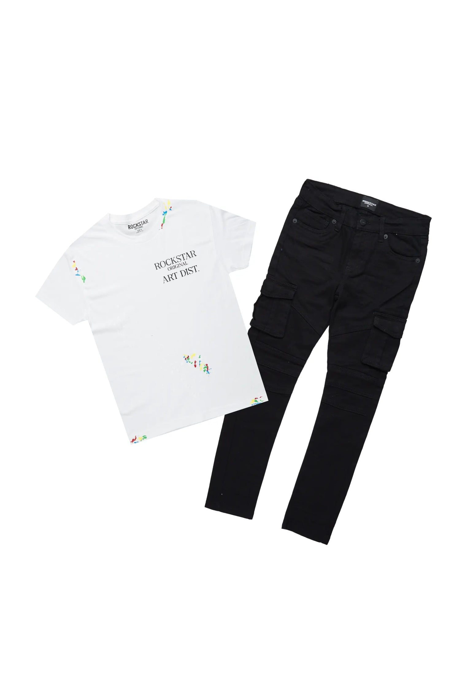 Boys Parry White T-Shirt/Cargo Jean Set