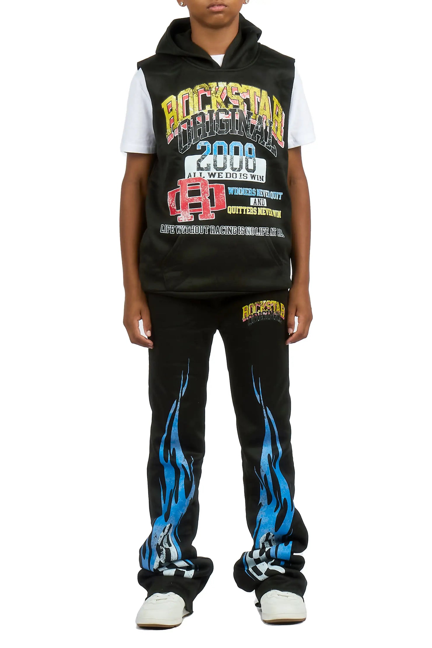 Boys Colorful Black/Multi Cut Off Stacked 3 Pc Set