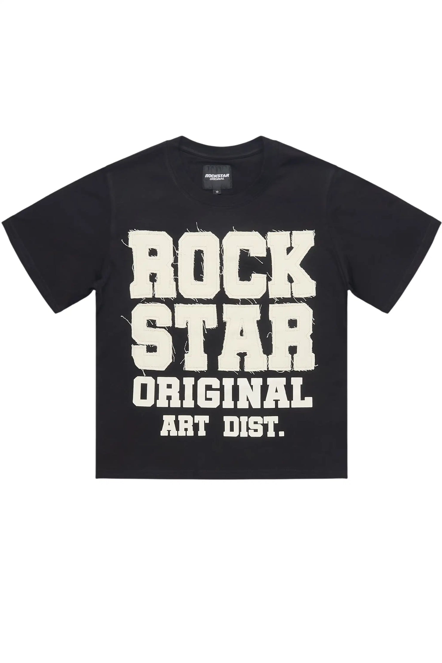 Boys Yulian Black Patch Stitched Graphic T-Shirt