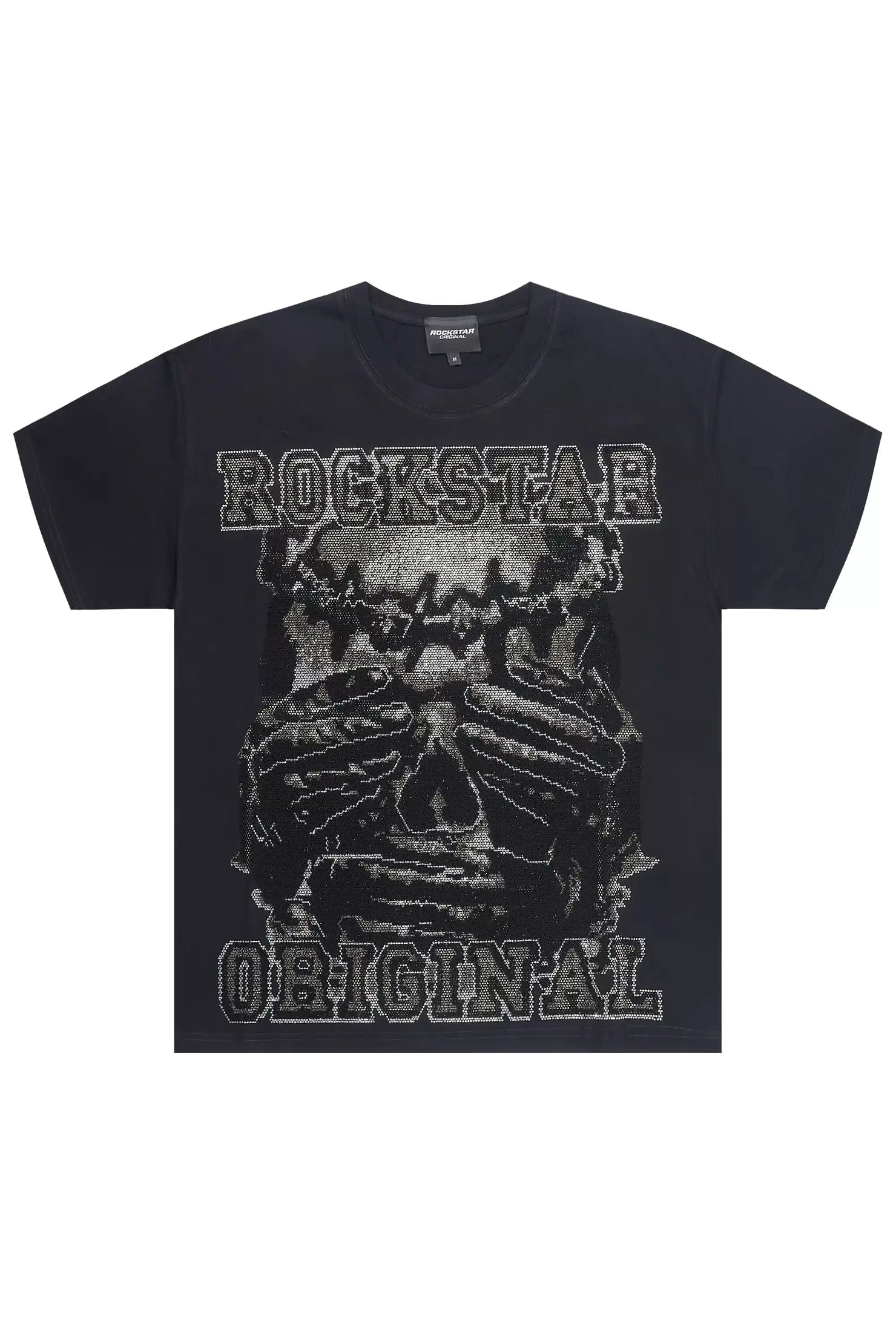 Move In Silence Black Graphic Rhinestone T-Shirt