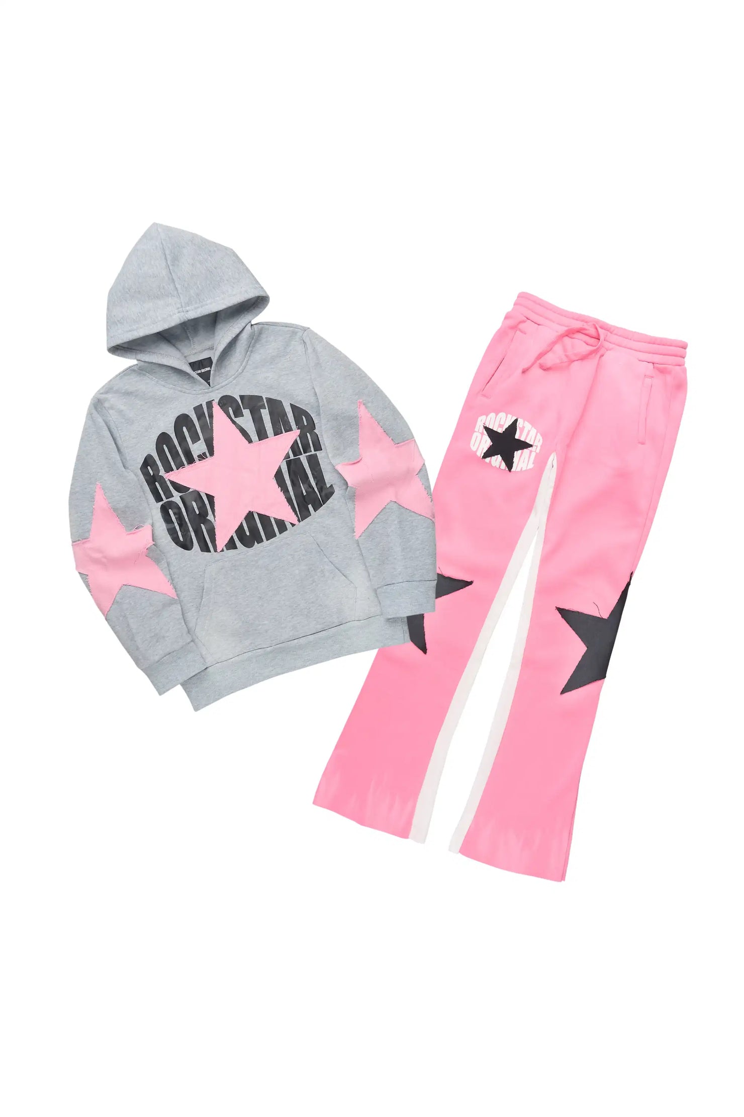 Girls Khaly Grey/Pink Stacked Track Set