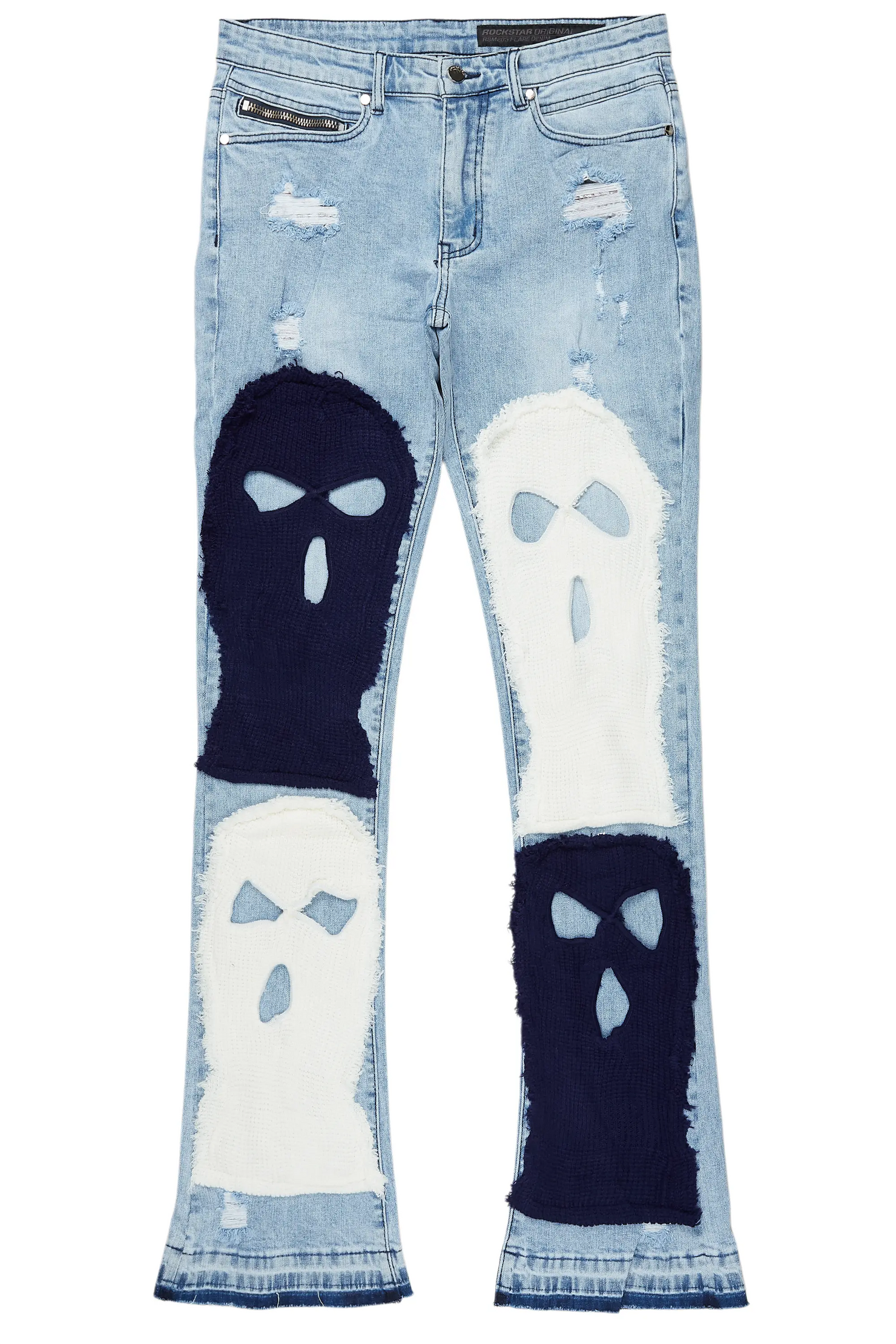 Destry Blue Patchwork Stacked Flare Jean