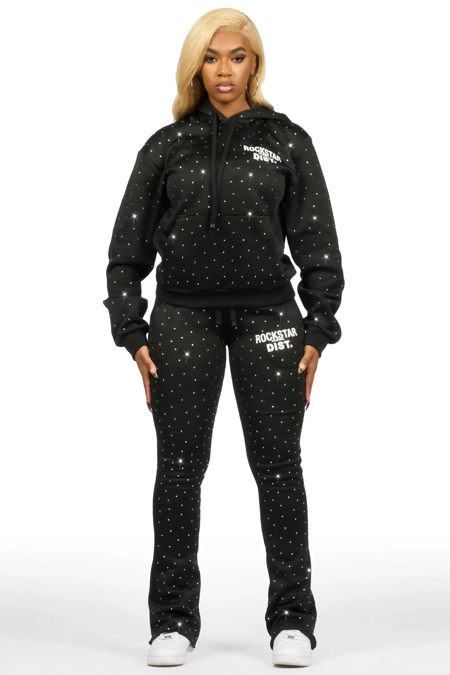 Shamoney Black Rhinestone Stacked Track Set