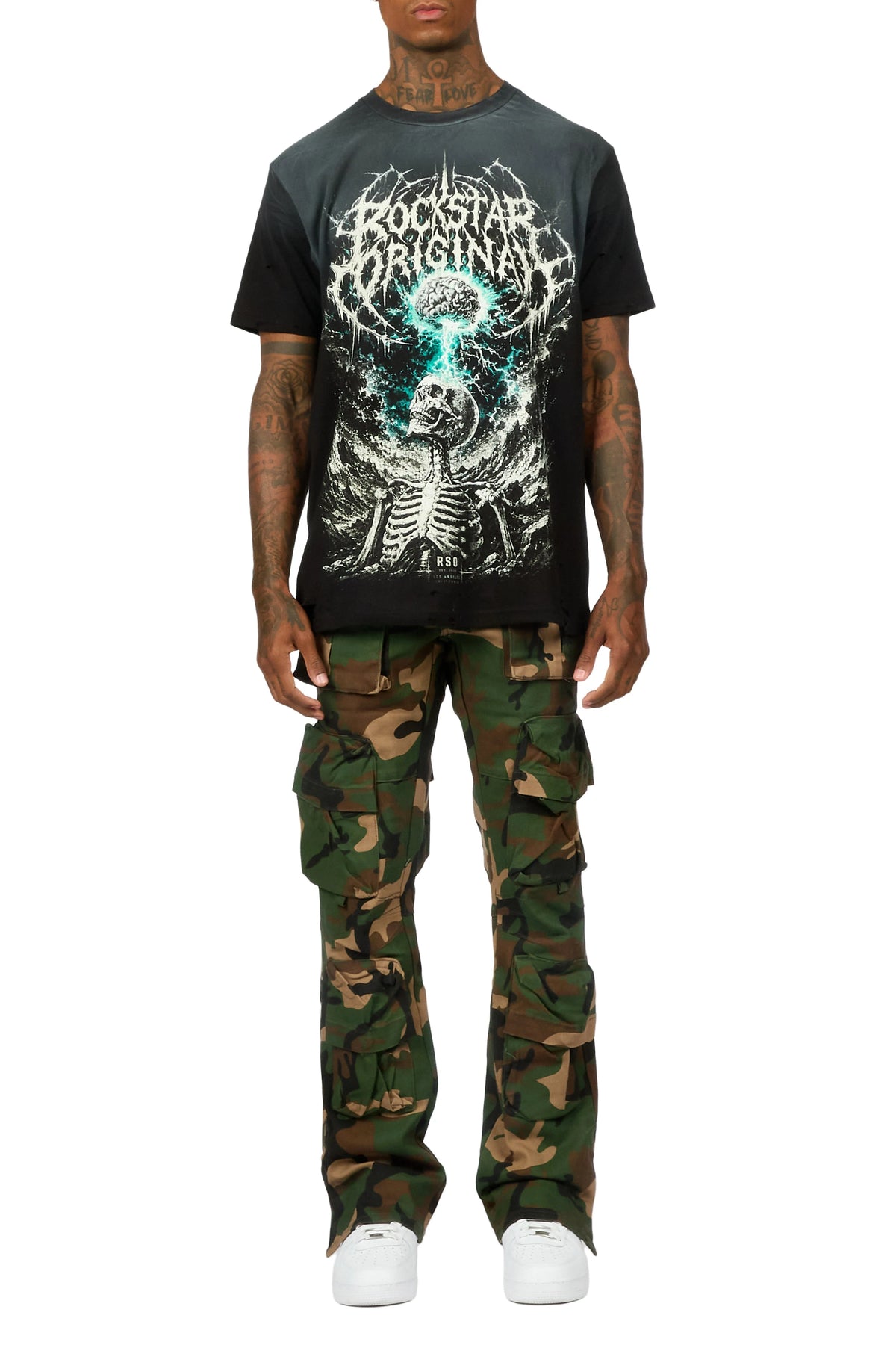 Shepard Camo Cargo Stacked Flare Jean