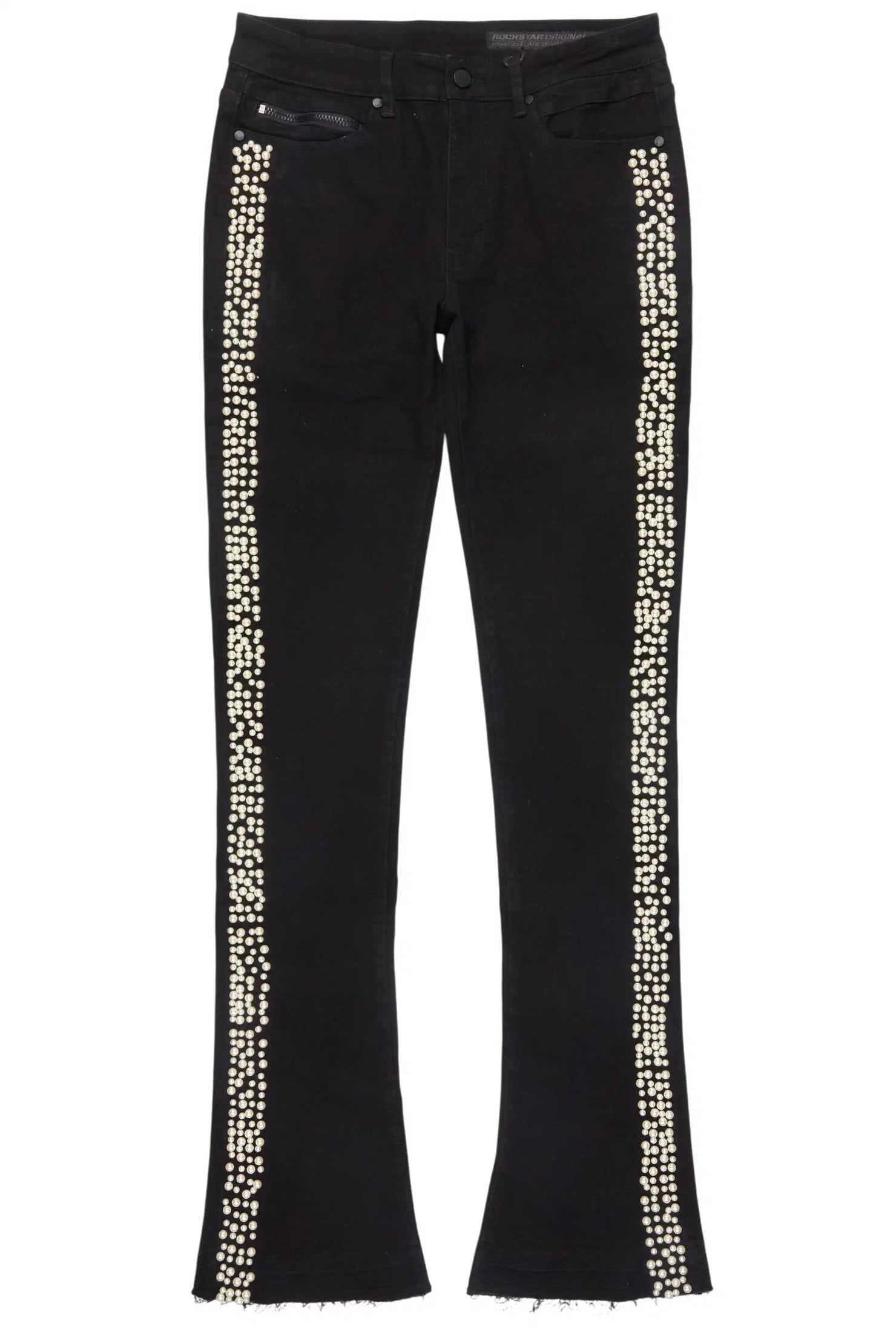 Kairo Jet Black Pearl Stacked Flare Jean