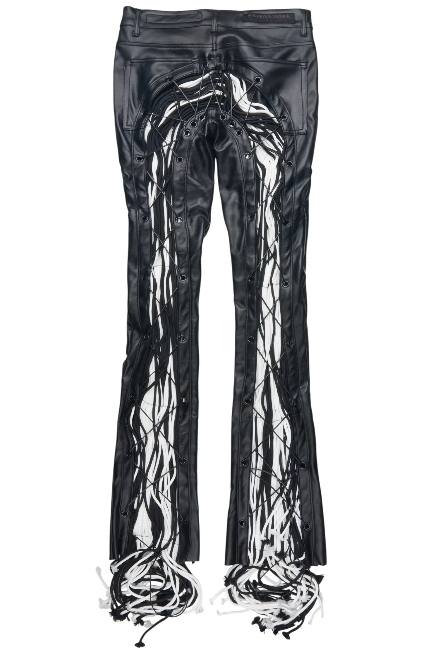 Otto Black Stacked Flare PU Pant