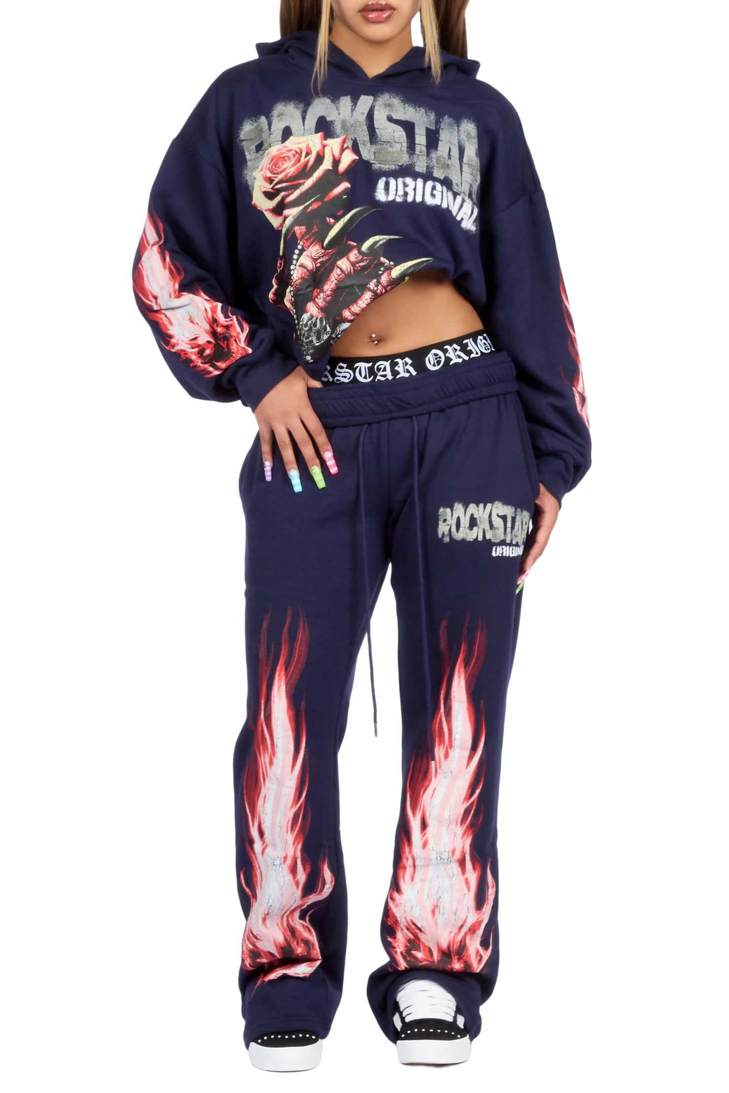 Kyntra Navy Graphic Baggy Fit Track Set
