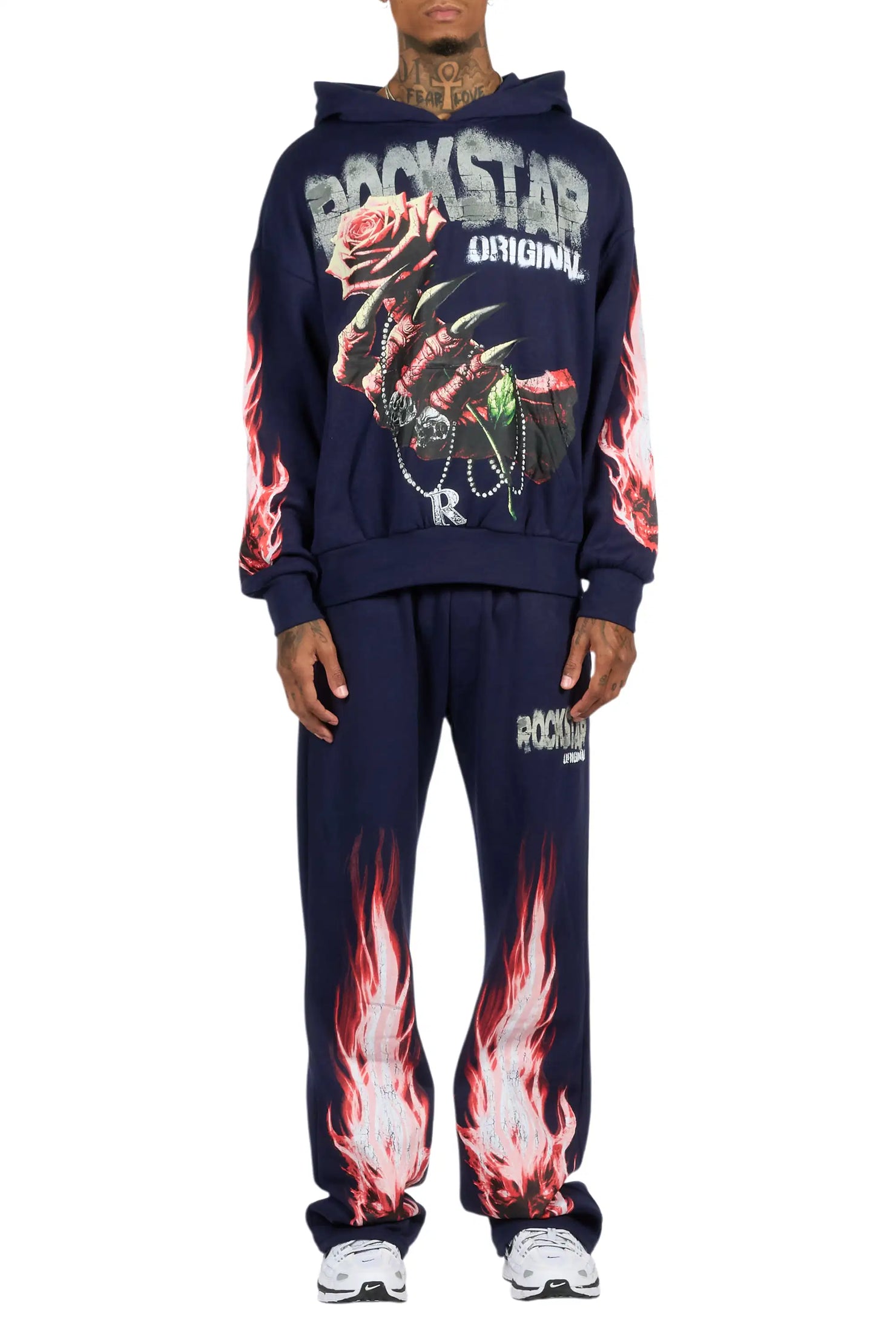 Azyrx Navy Hoodie/Baggy Pant Track Set