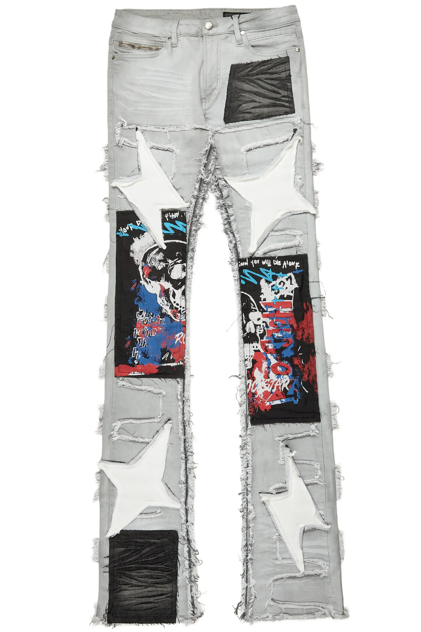 Vinson Dark Grey Patchwork Super Stacked Flare Jean