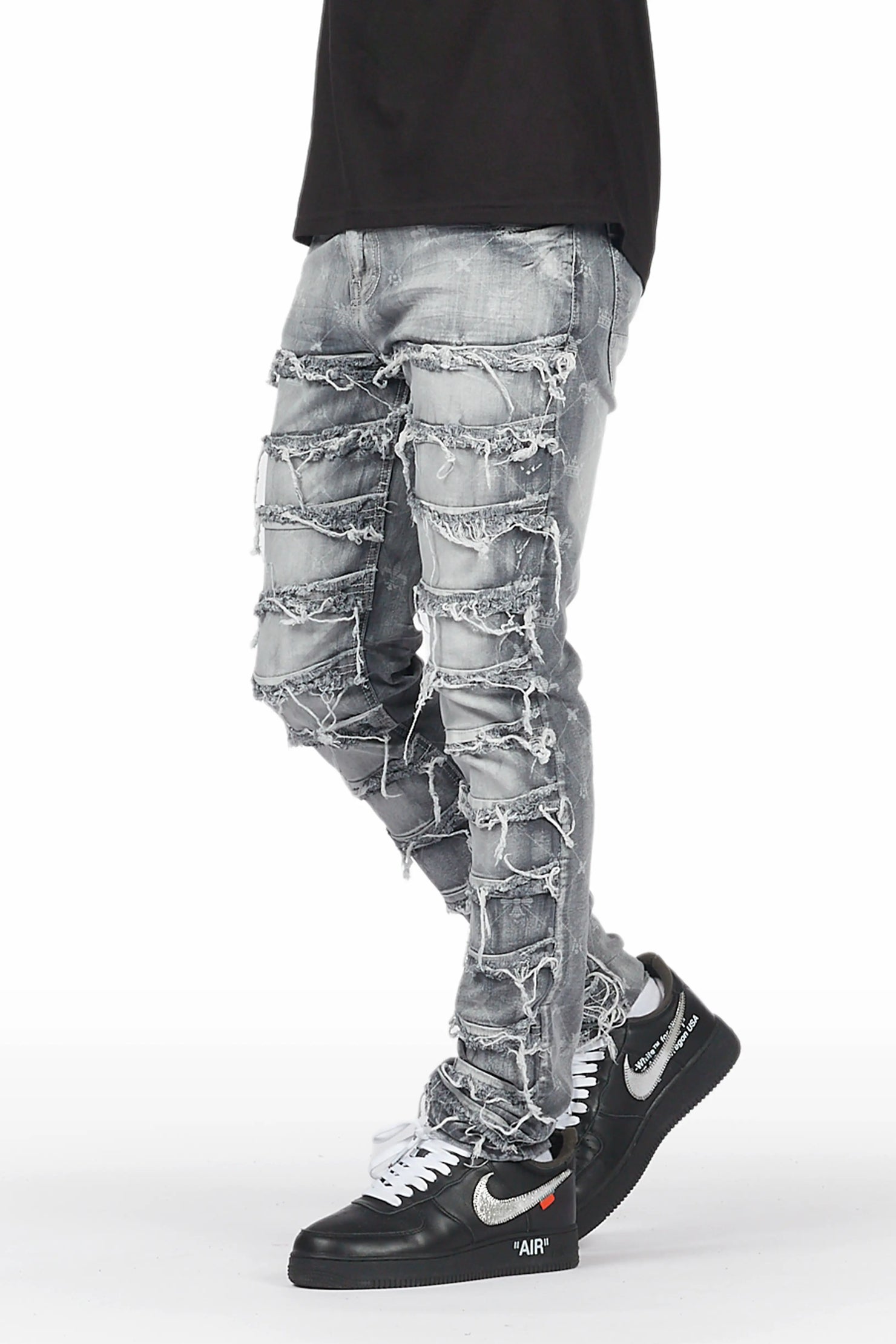 Pasha Grey Slim Fit Frayed Jean