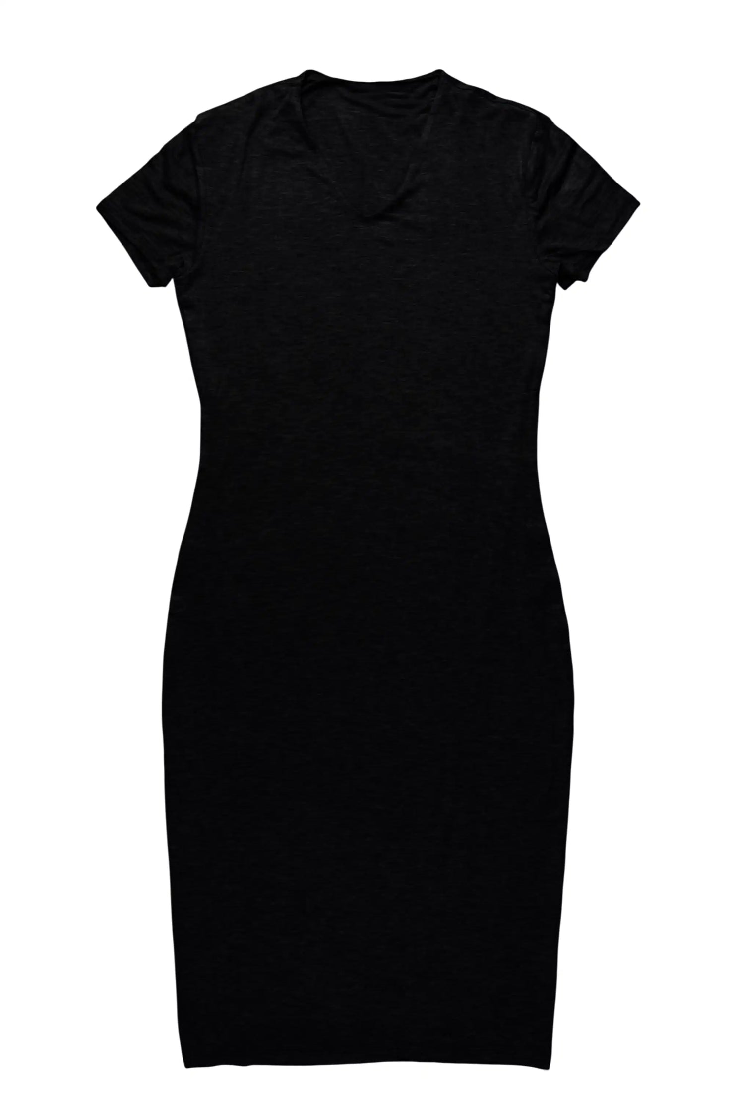 Iisha Black Short Sleeve Midi Dress