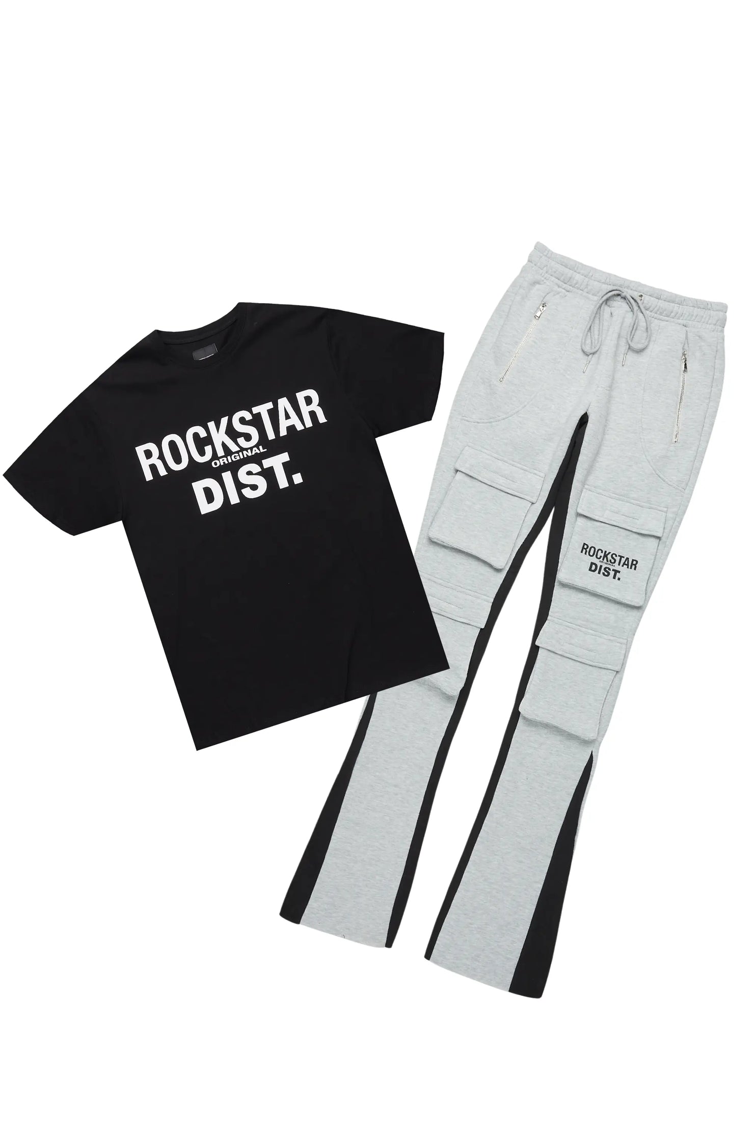 Antoon Heather Grey T-Shirt/Stacked Flare Track Set