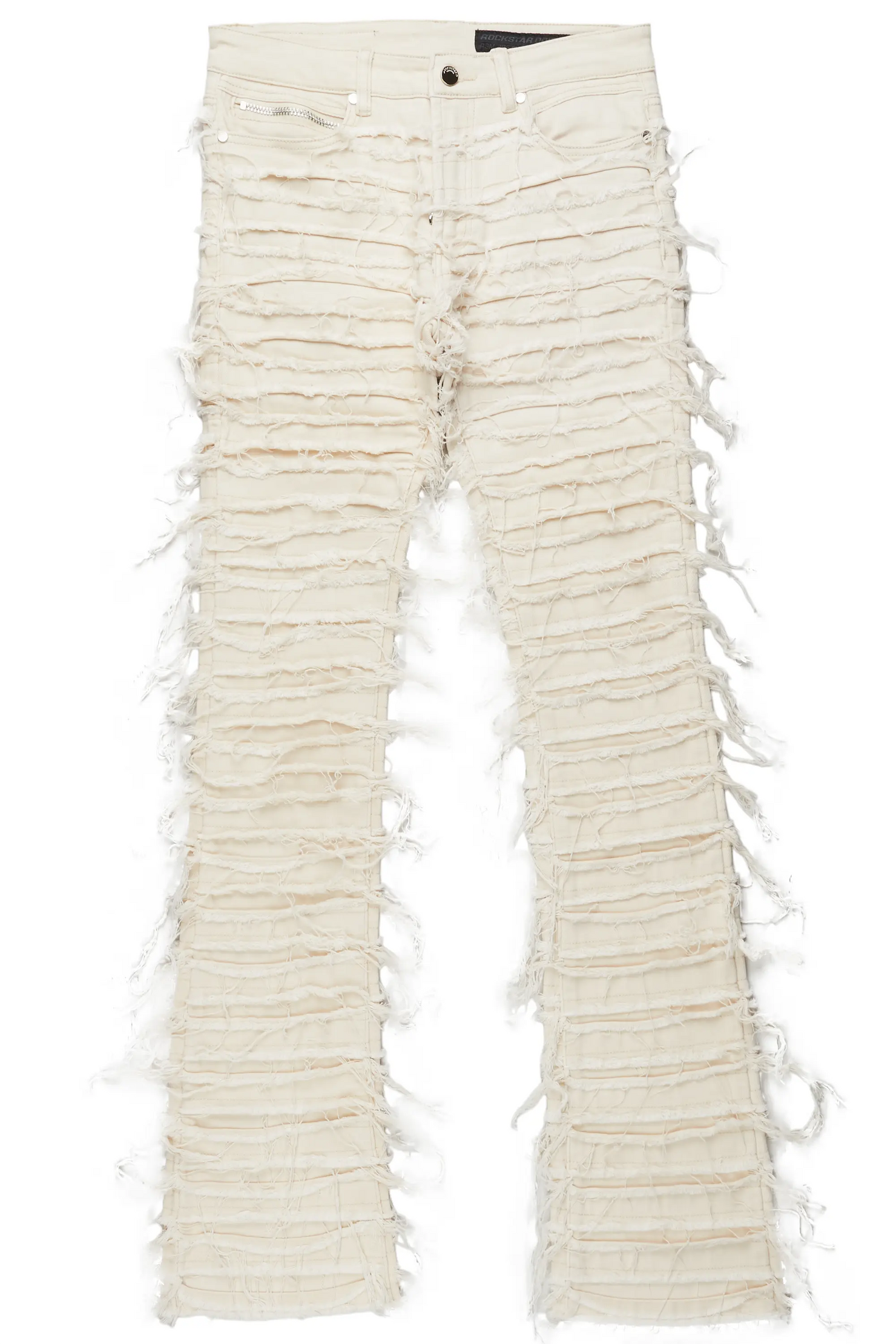 Cassius Beige Stacked Flare Jean