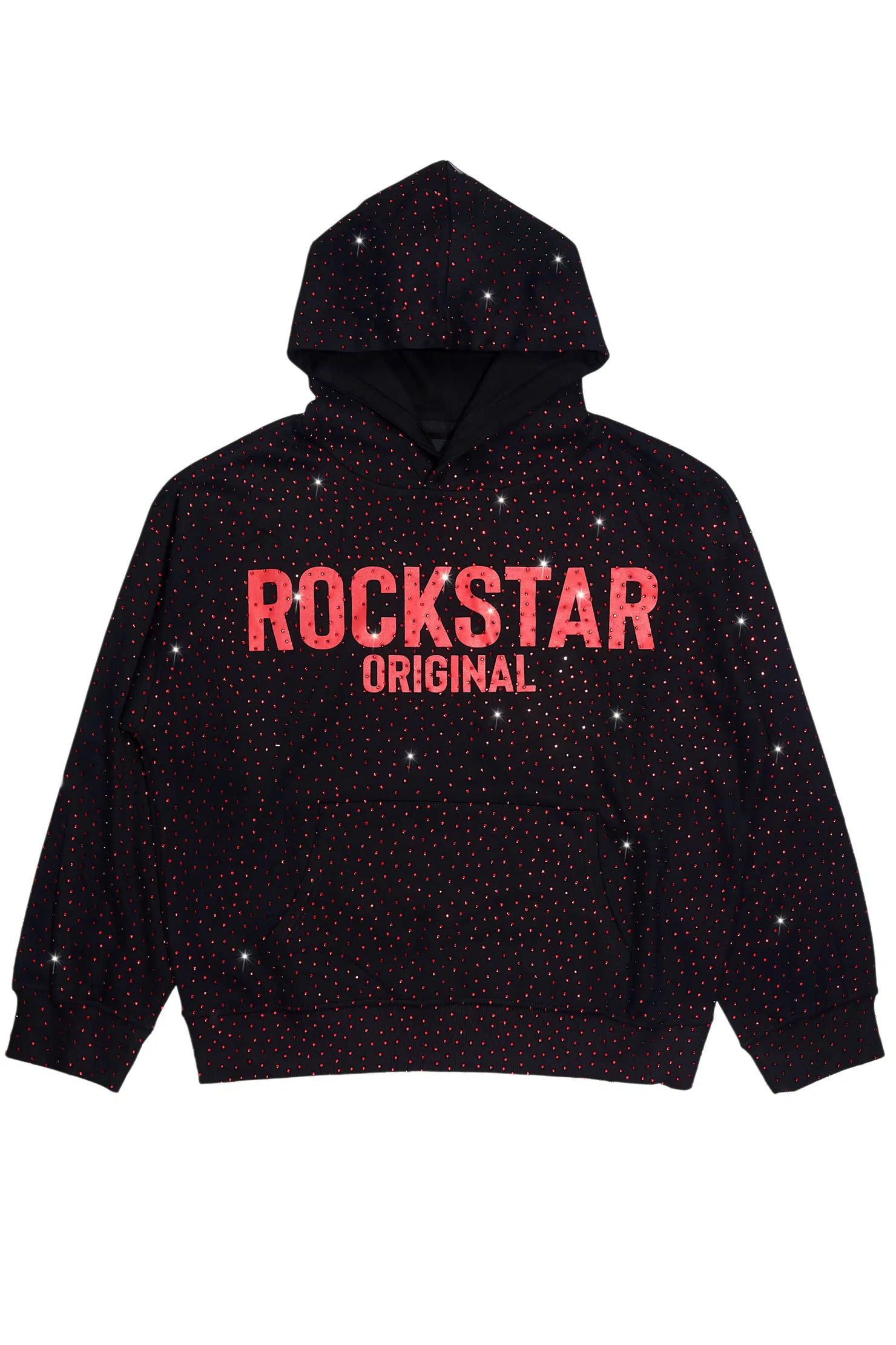 Crystiq Black/Red Rhinestone Oversized Hoodie