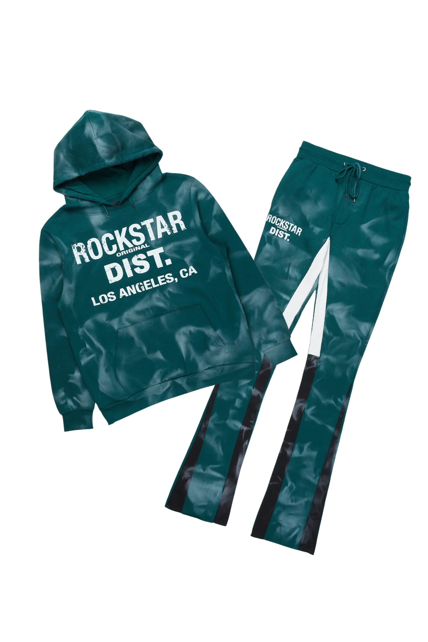 Nelly Dark Green Hoodie Stacked Flare Track Set
