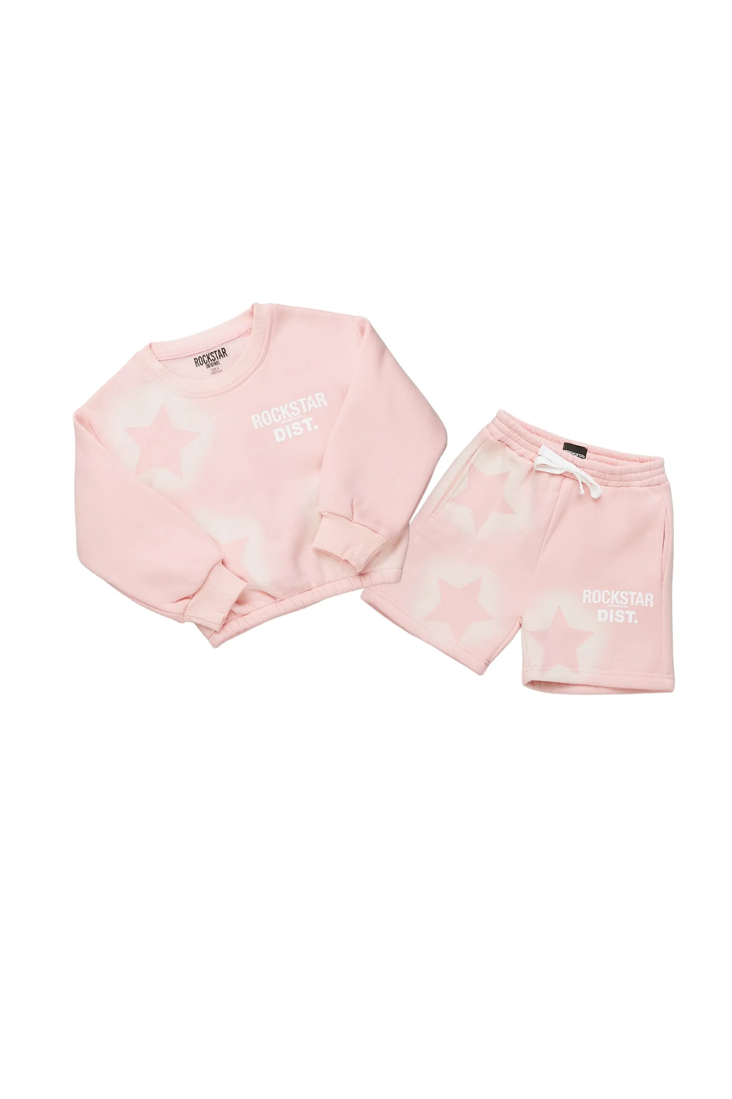 Girls Dally Light Pink Crop Top Short Set