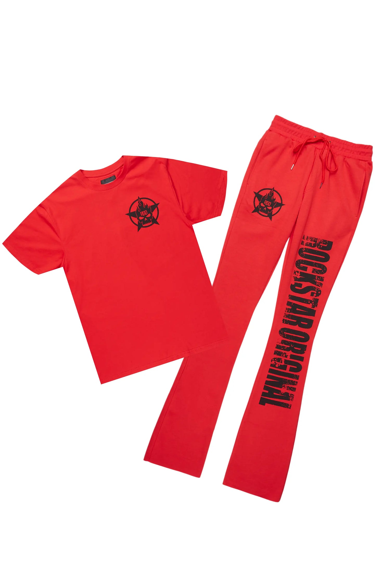 Keve Red T-Shirt Stacked Flare Track Set