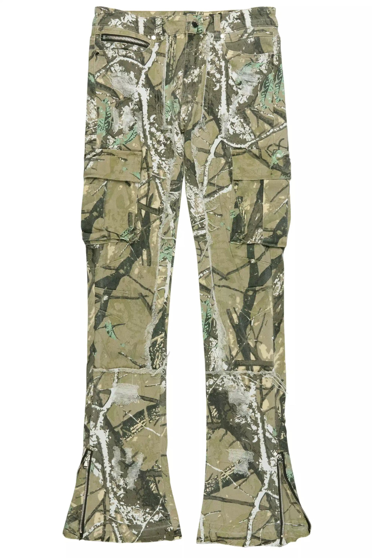 Aftermath Tree Camo/White Stacked Flare Jean