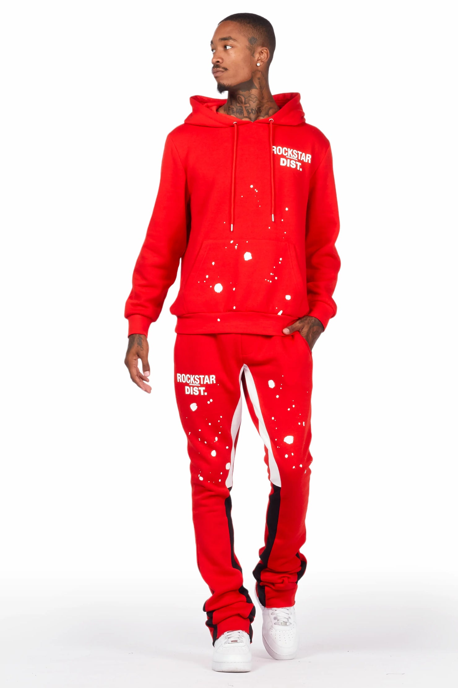 Raffer Red Hoodie/Super Stacked Flare Pant Set