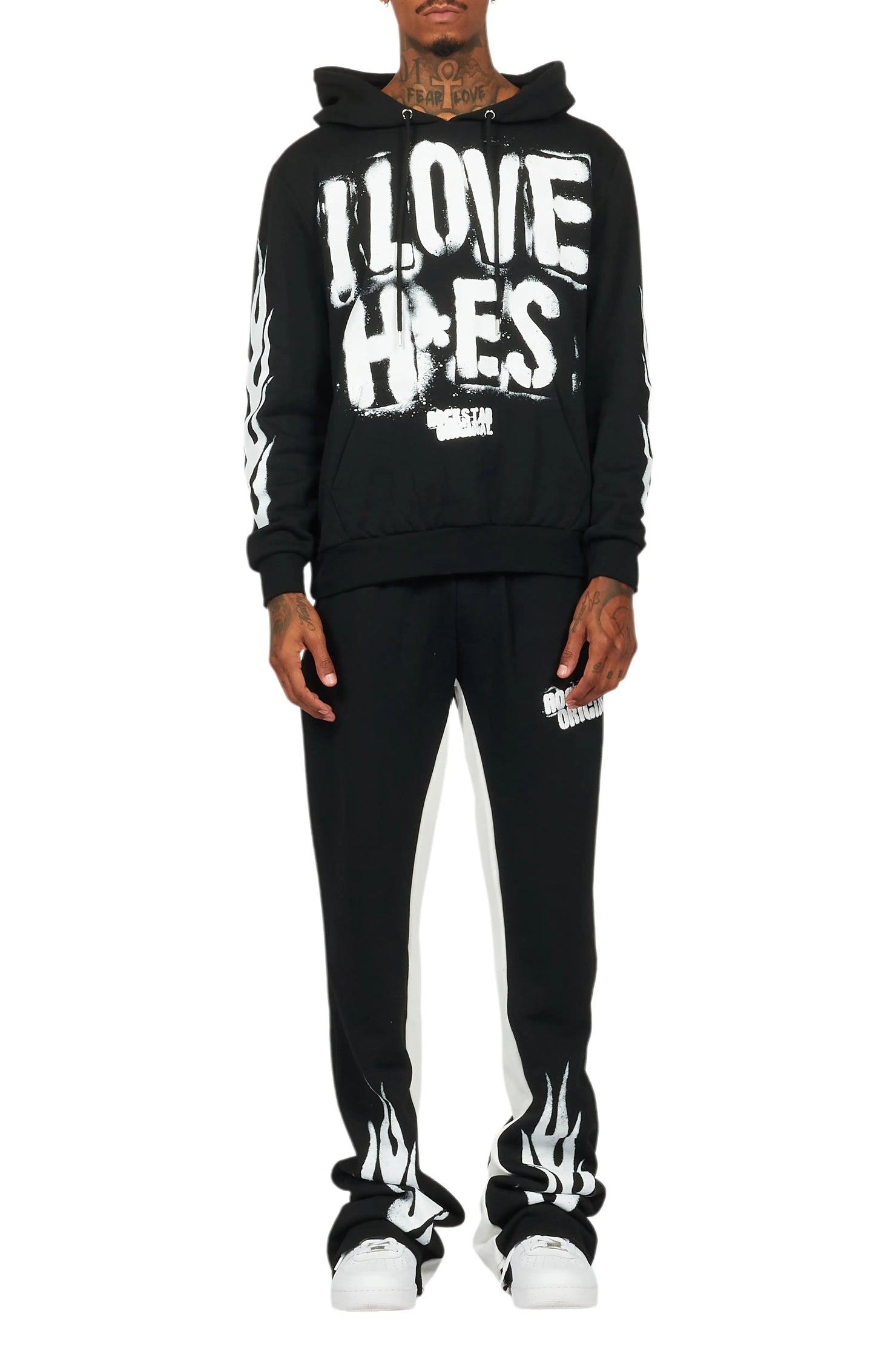 Banyan Black/White Hoodie/Baggy Fit Pant Set