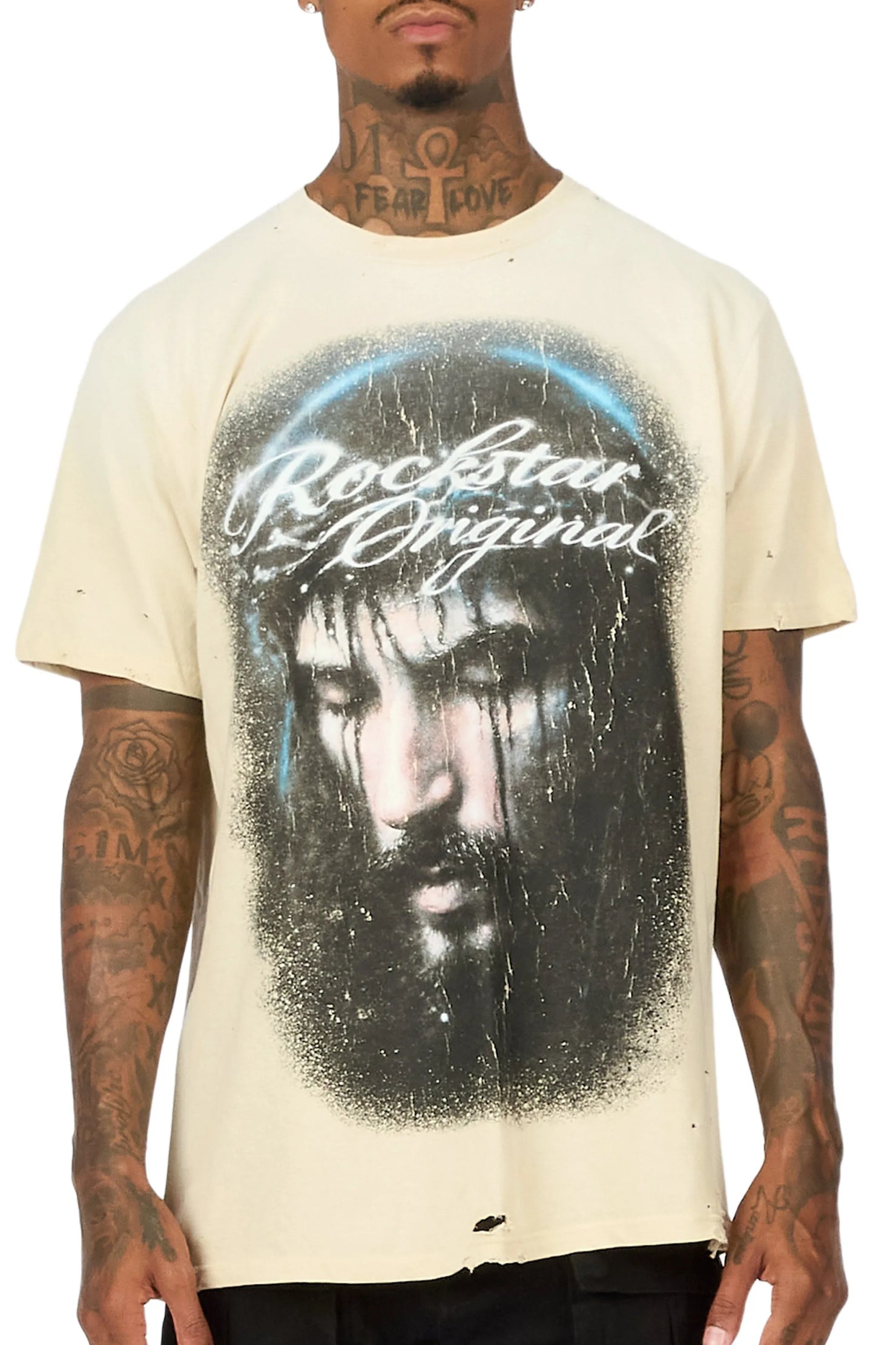 Graves Beige Oversized Graphic T-Shirt