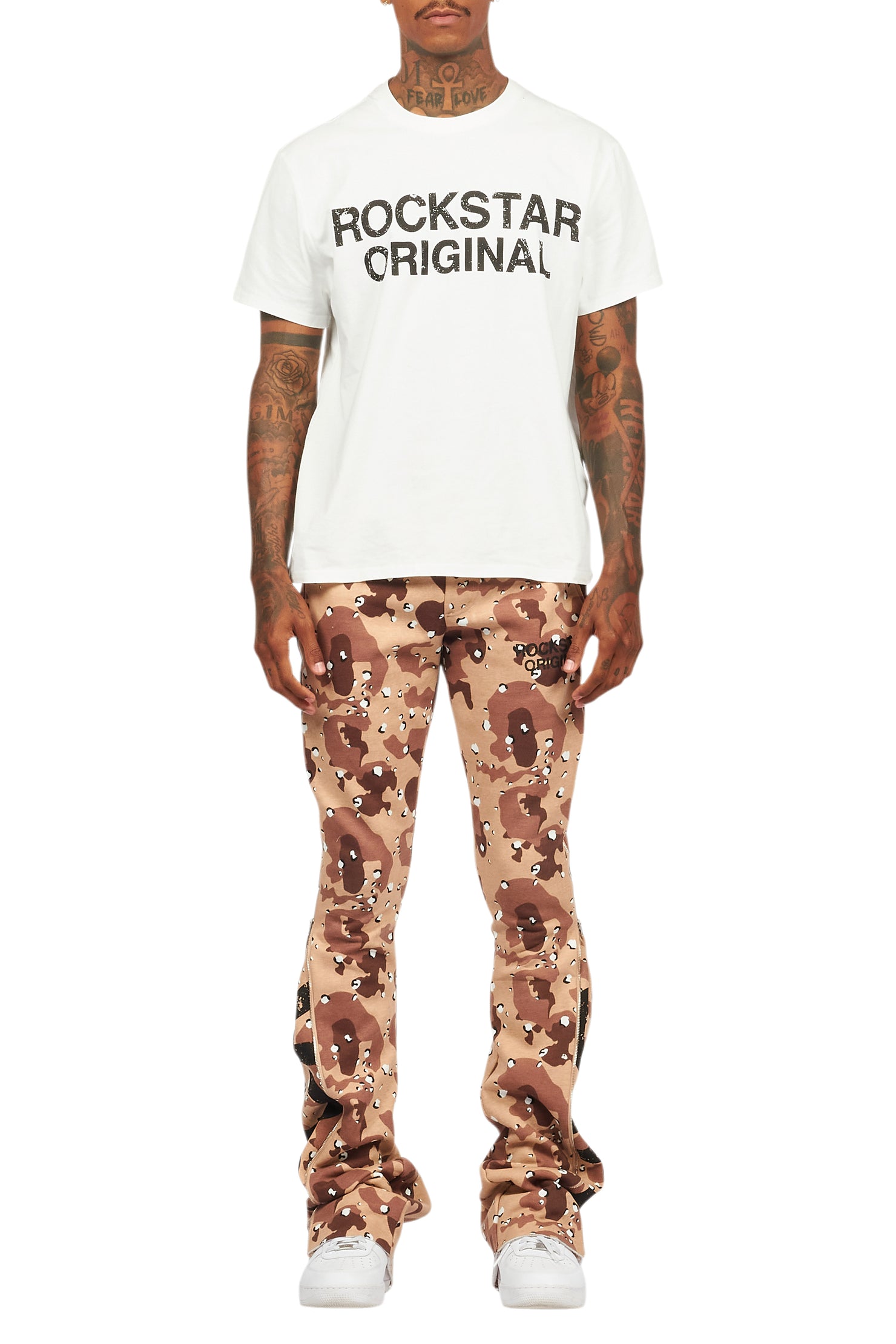 Deniska Desert Camo T-Shirt/Baggy Stacked Flare Track Set