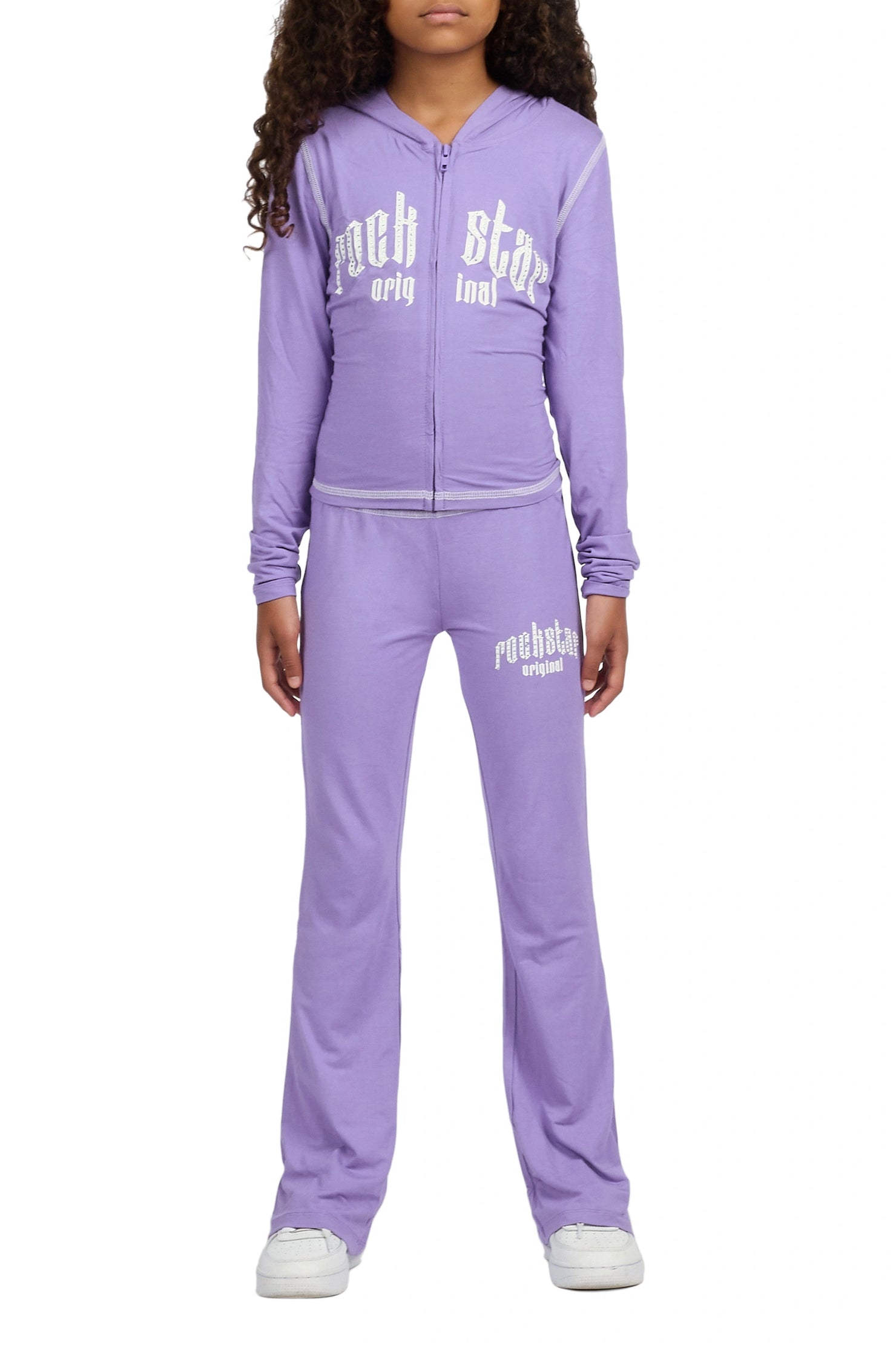 Girls Zyriah Purple Rhinestone Lounge Track Set