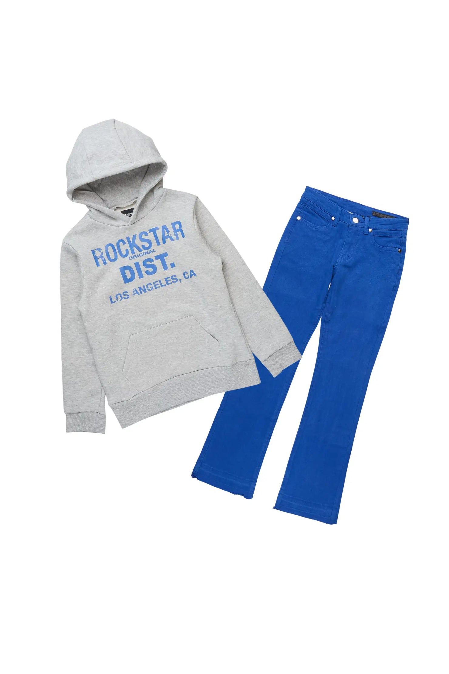 Boys Sana Heather Grey Hoodie/Stacked Flare Jean Set