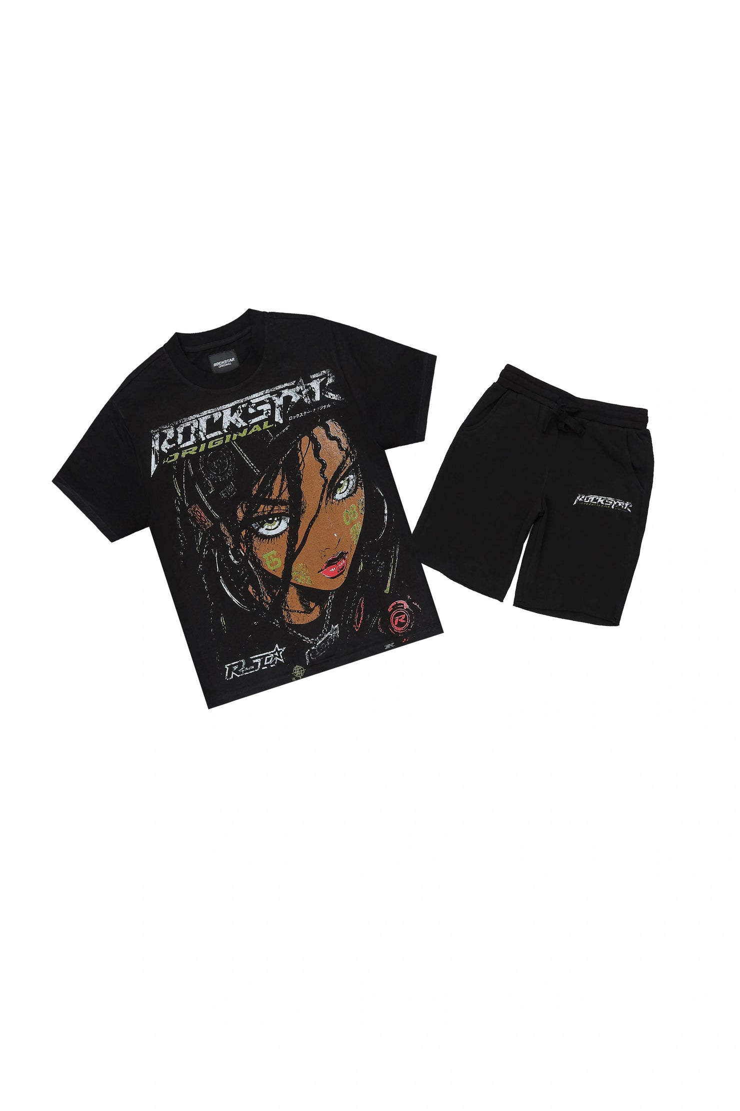 Girls Brayzie Black T-Shirt Short Set