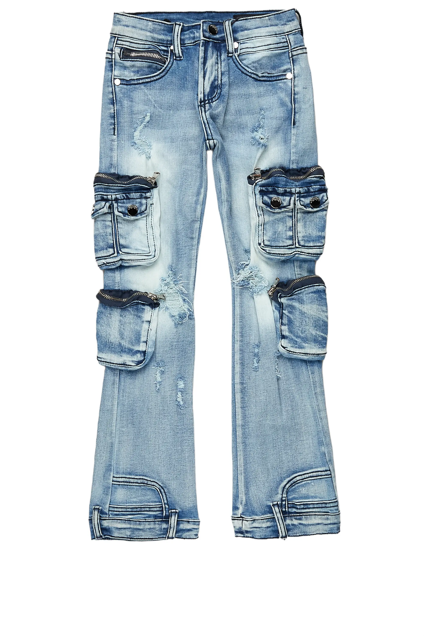 Girls Alisson Light Blue Stacked Flare Jean