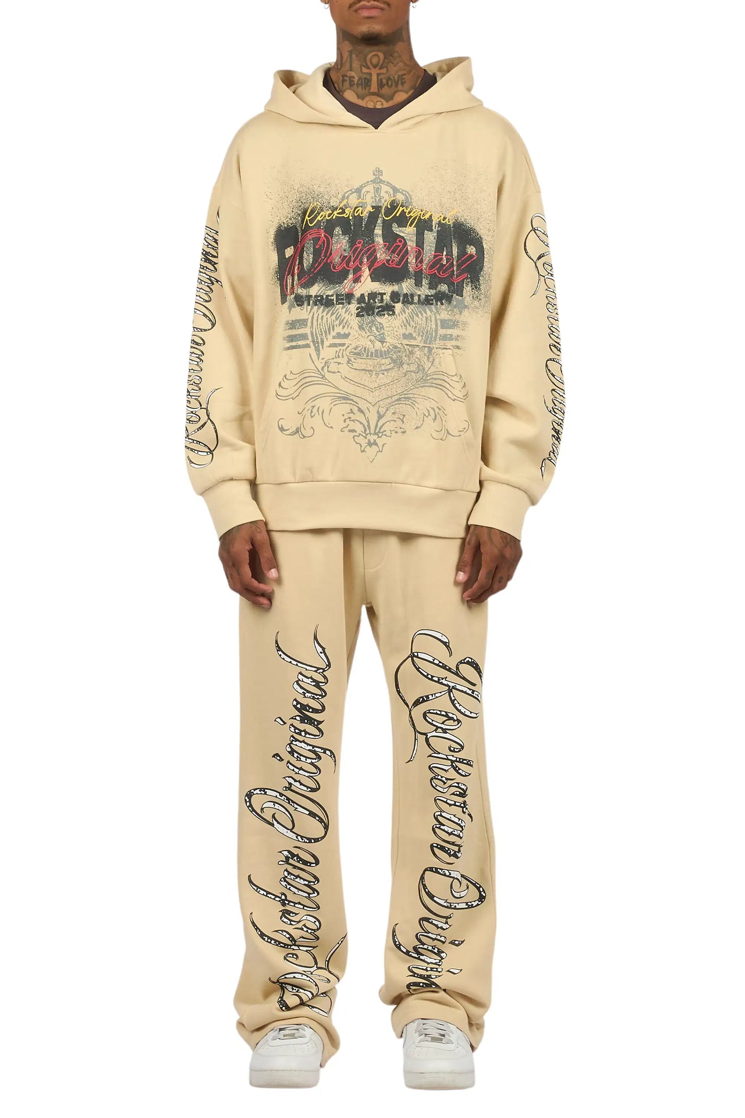 Enkel Beige Hoodie/Baggy Pant Track Set