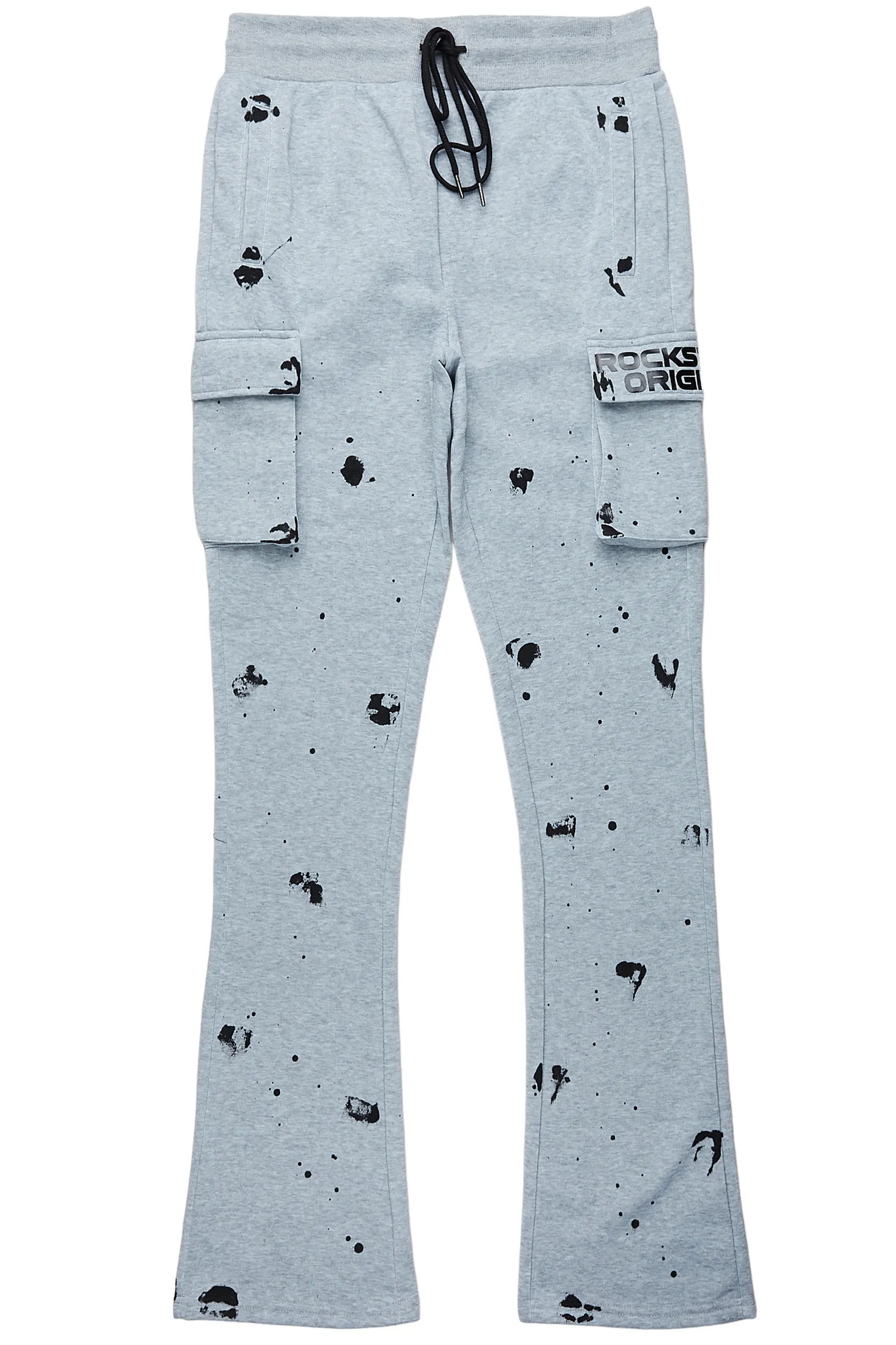 Radko Heather Grey Stacked Flare Cargo Pants