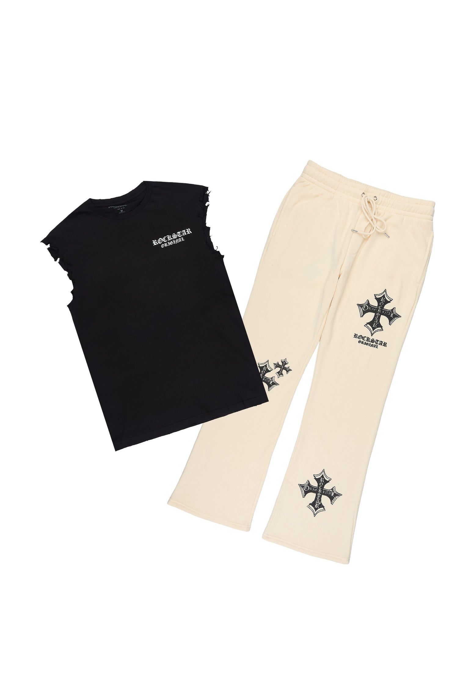 Arkady 2.0 Black/Sand Cut Sleeve/Stacked Pant Track Set