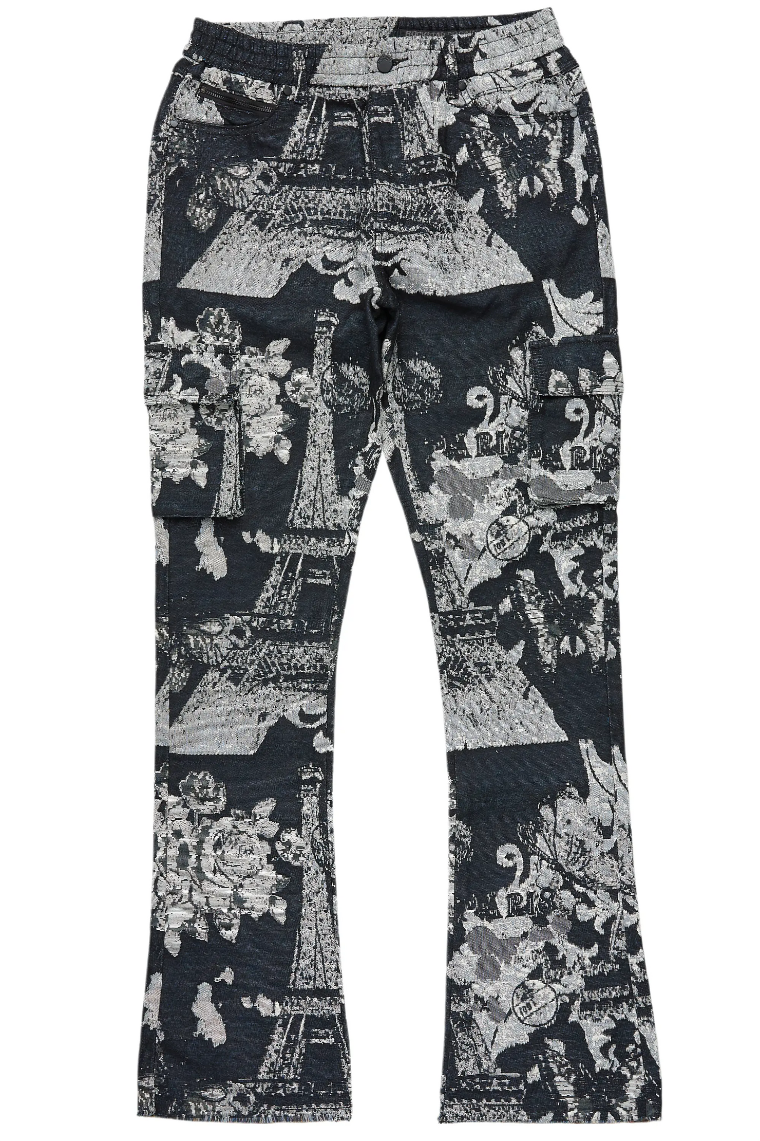 Boys Lamont Black Tapestry Stacked Flare Jean
