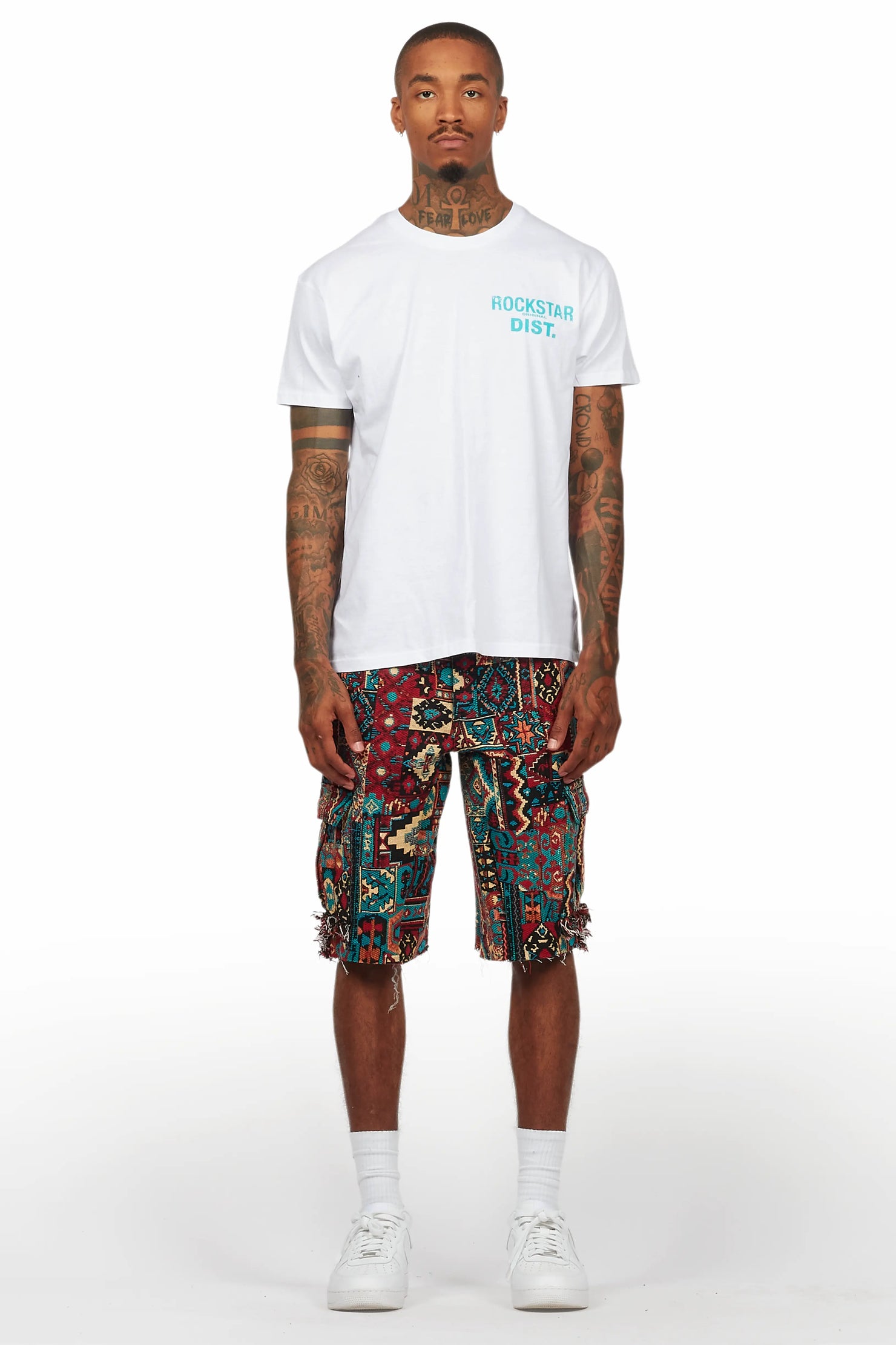 Lake White/Aqua T-Shirt/Tapestry Short Set
