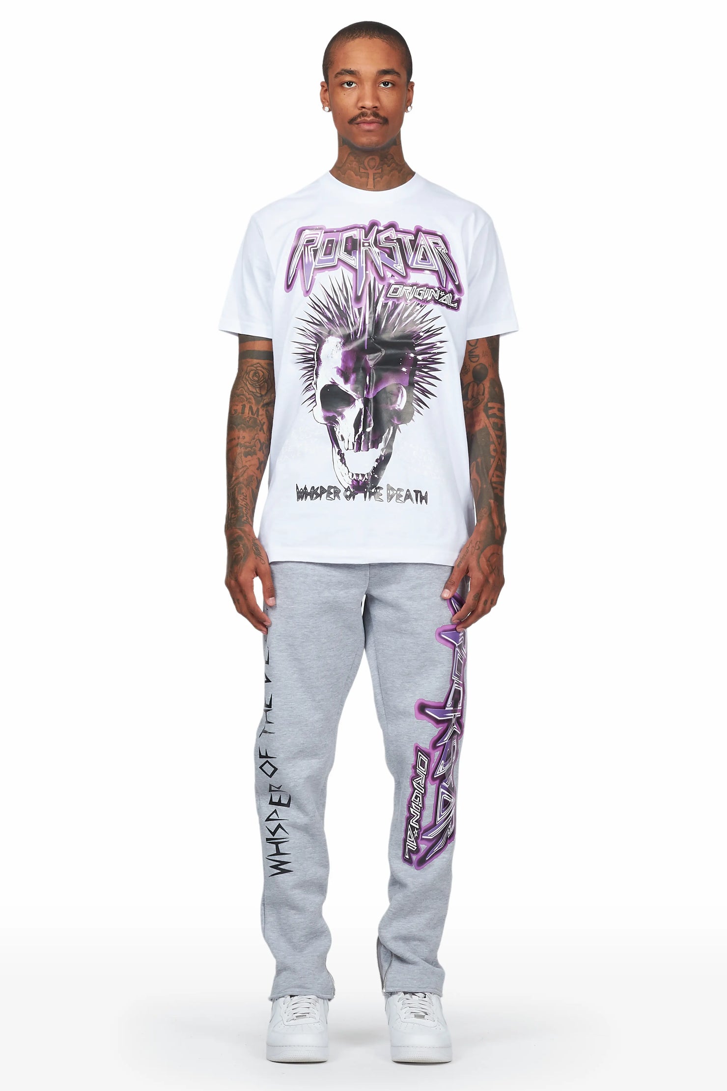 Obert White/Grey T-Shirt Slim Track Set