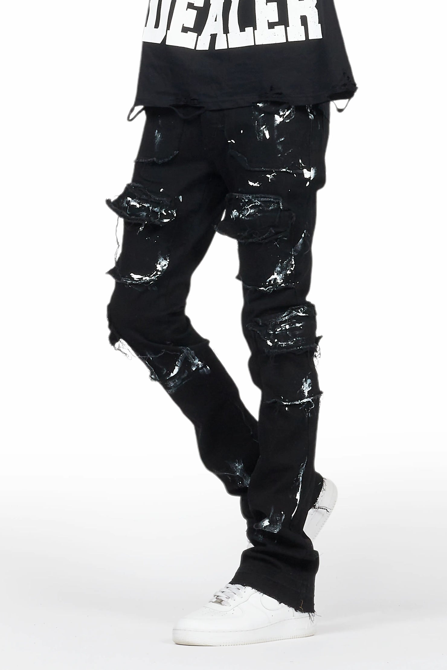 Tarl Black T-Shirt/Stacked Flare Jean Bundle