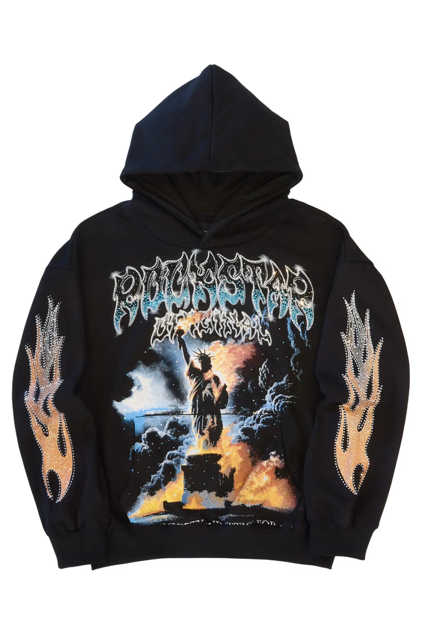 Liberta Black Rhinestone Oversized Hoodie