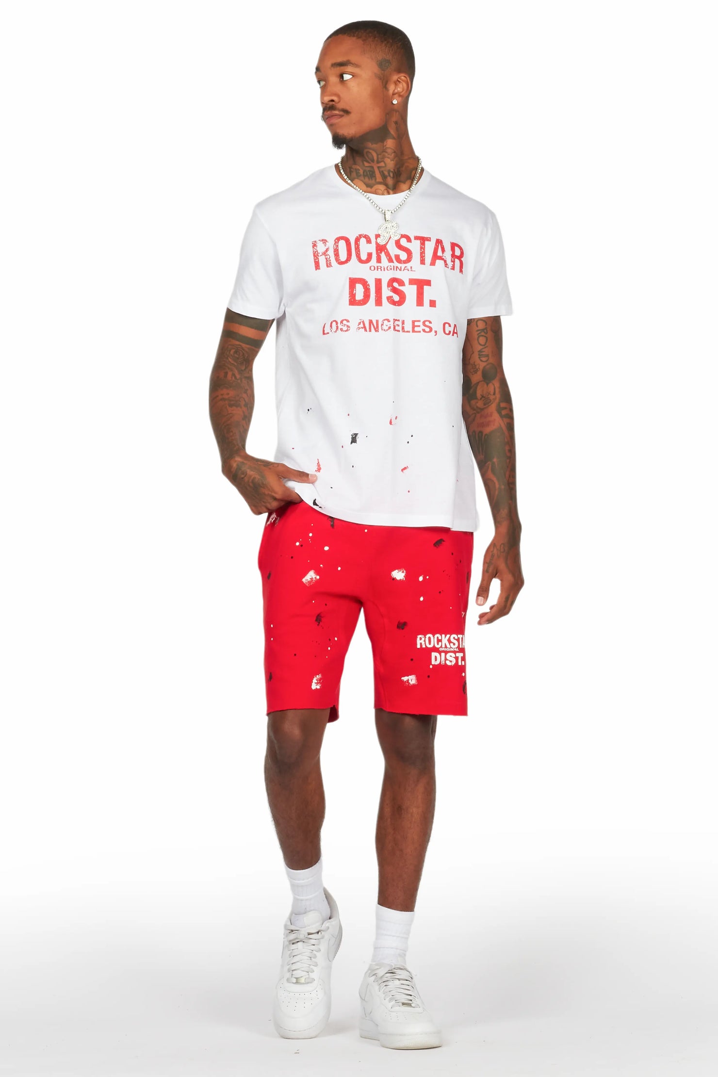 Scottie White/Red Painter T-Shirt/Short Set