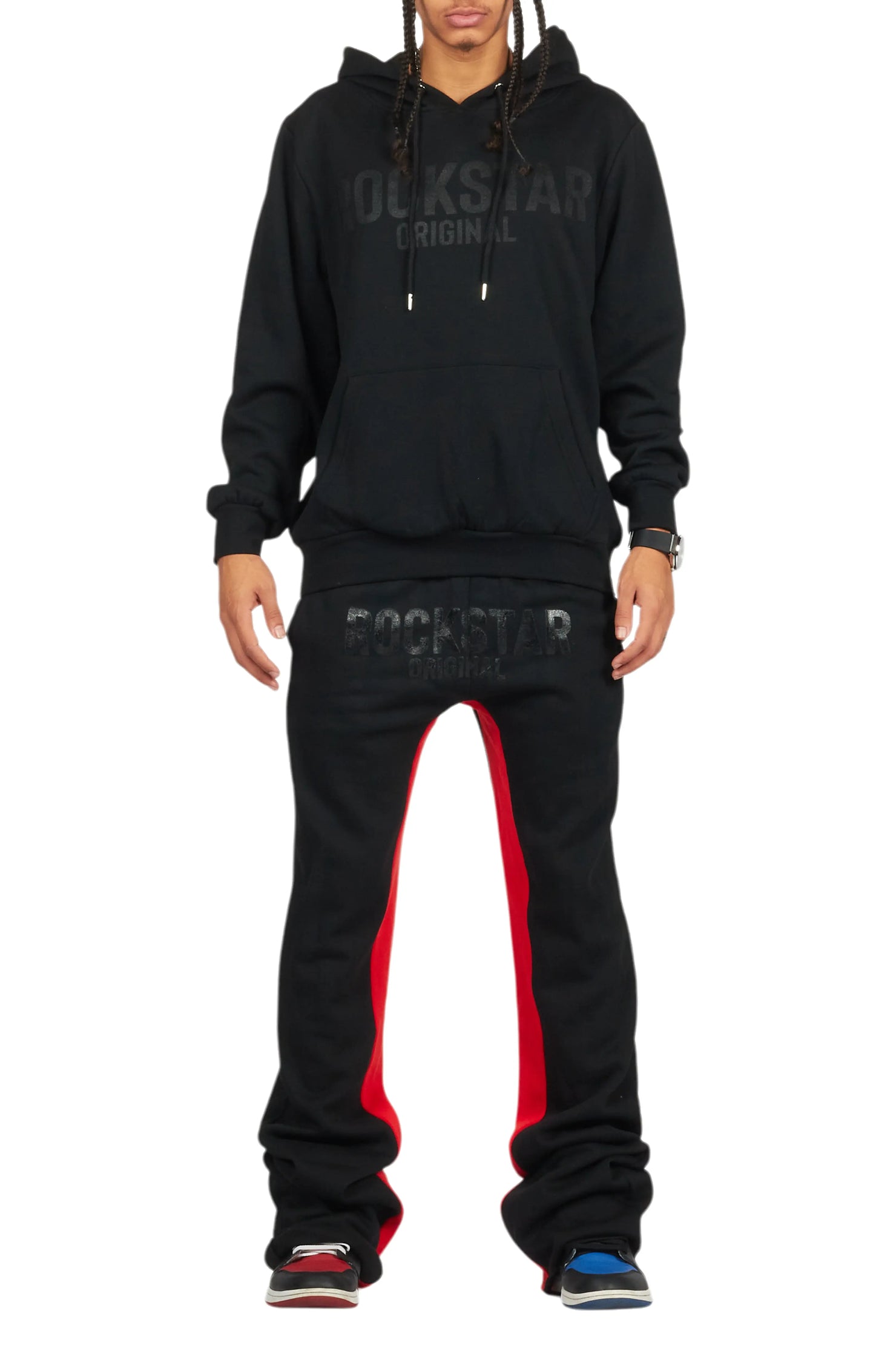 Sana Black Hoodie/Baggy Track Pant Set