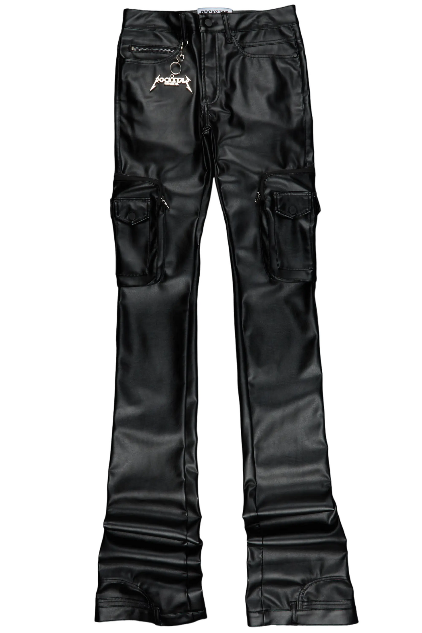 Sutton Black Faux Leather Super Stacked Jean