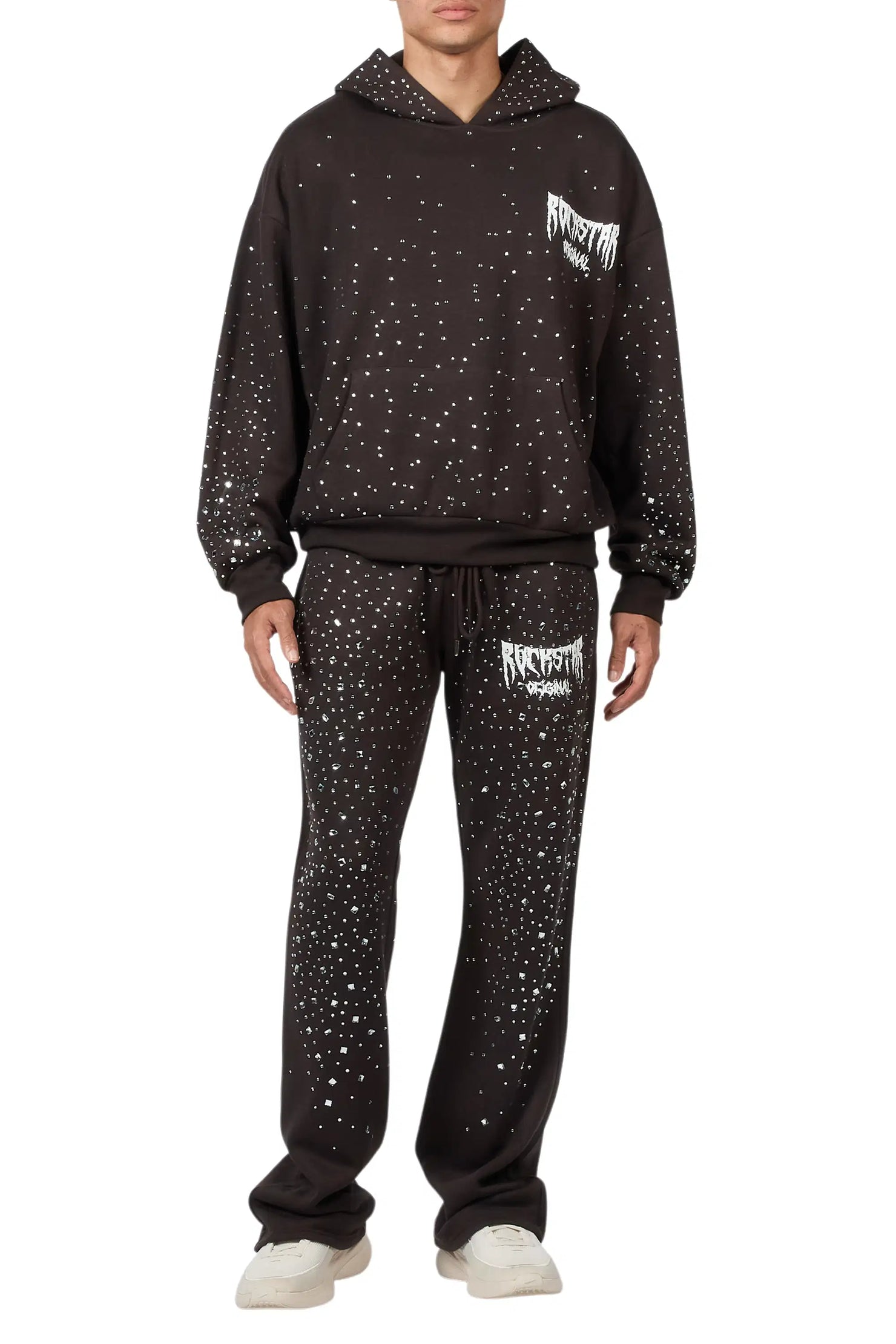 Twinkle Iron/Clear Rhinestone Hoodie Relaxed Track Set