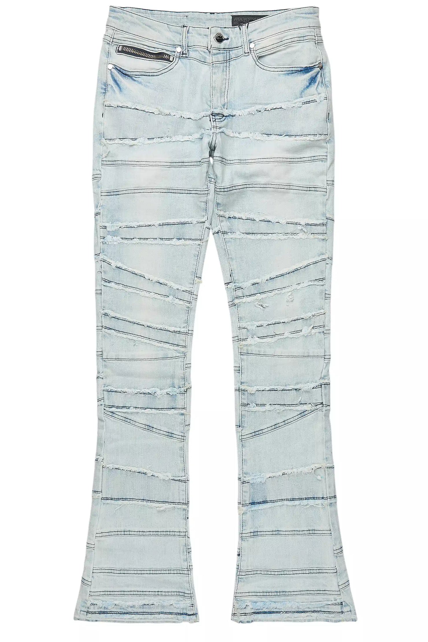 Franko Light Blue Stacked Flare Jean