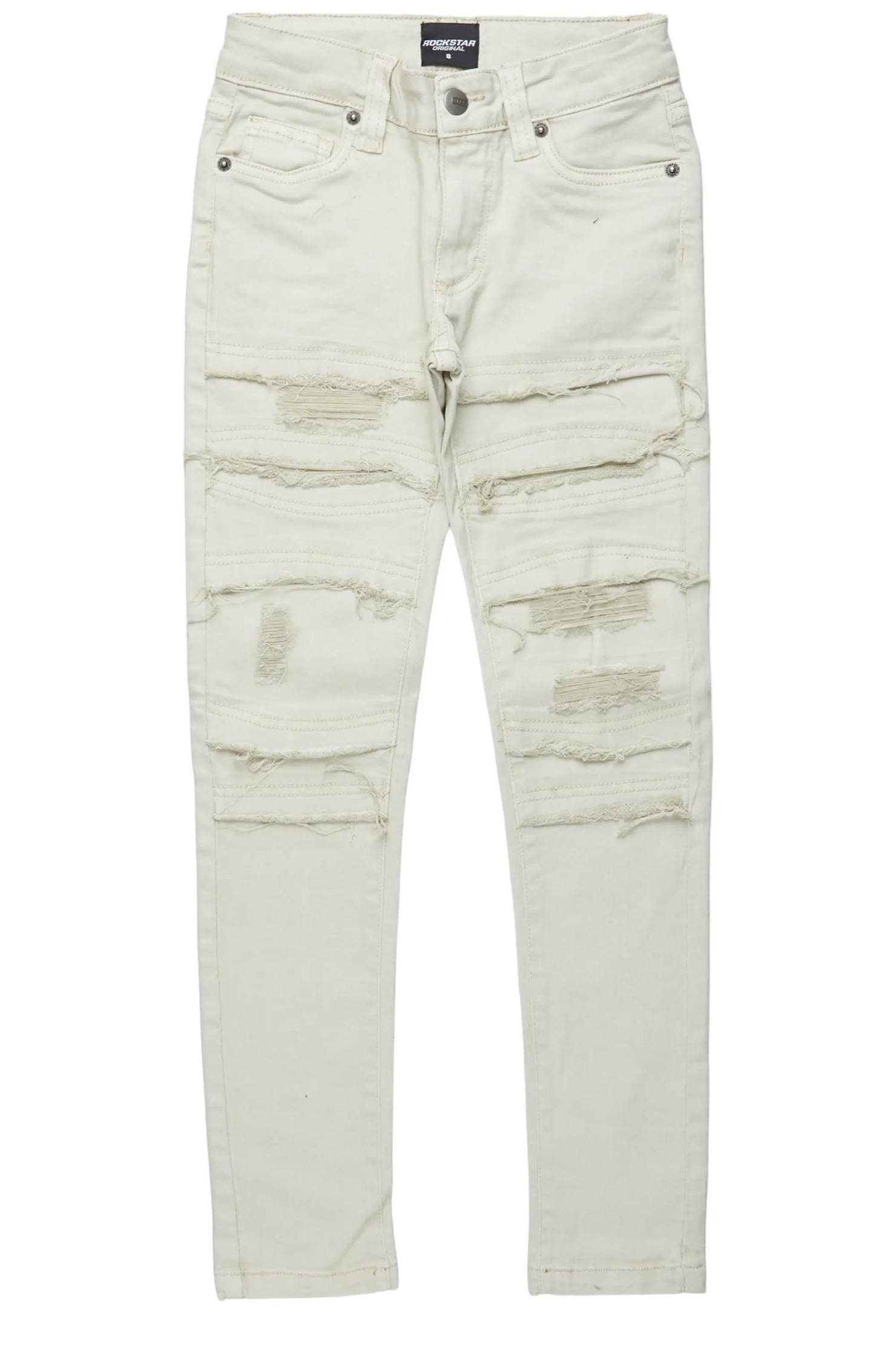 Boys Bolko Beige Frayed Slim Fit Jean