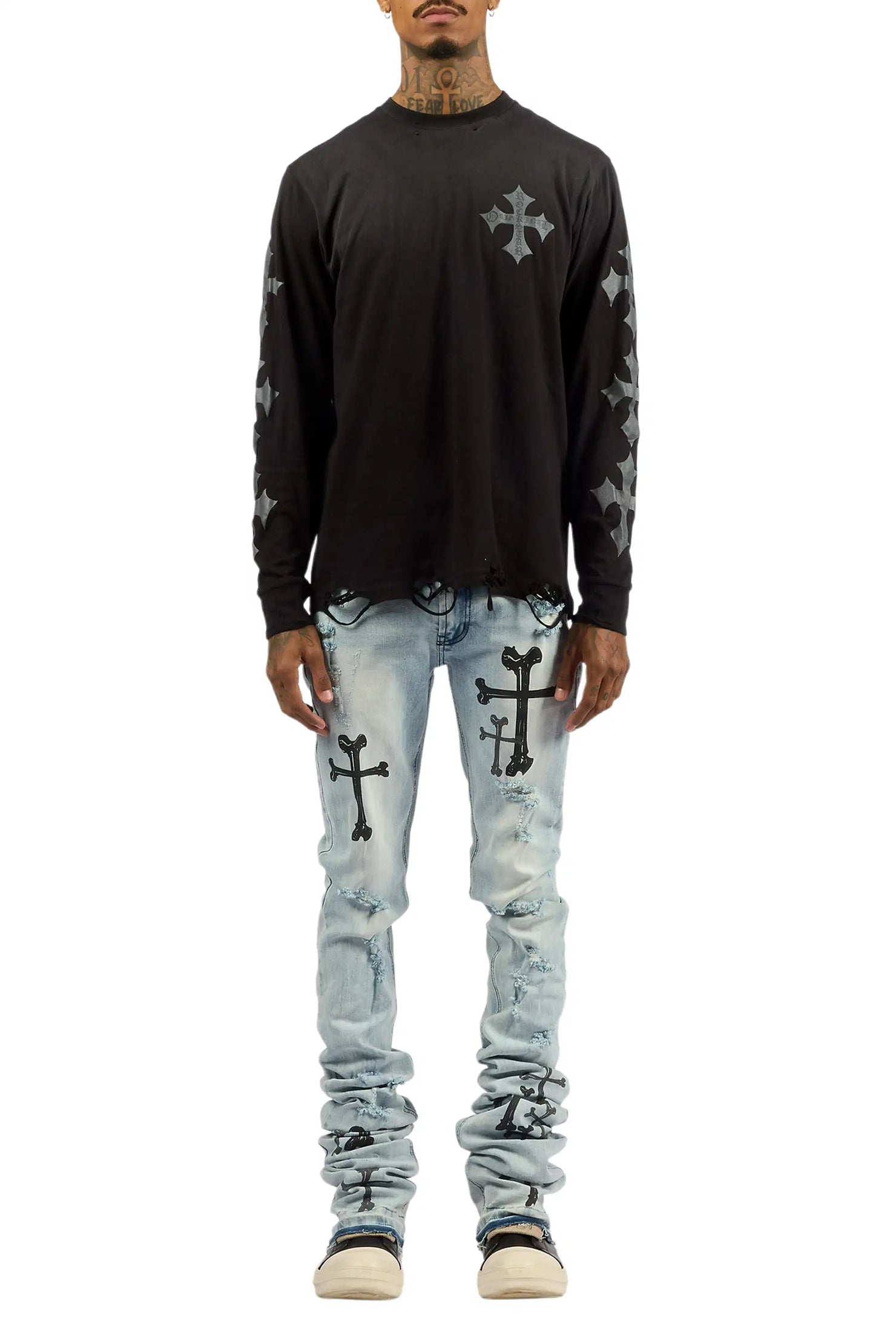 Olivier Stellan Blue Super Stacked Flare Jean
